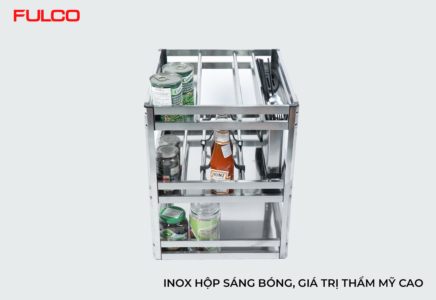 FC17 | GIÁ ĐỰNG CHAI LỌ - DAO THỚT INOX HỘP (300mm)