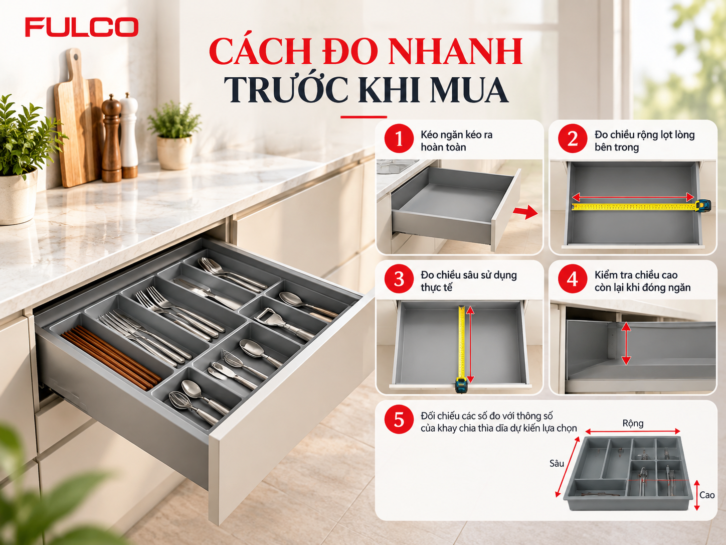 C&aacute;ch đo nhanh trước khi mua khay chia th&igrave;a dĩa