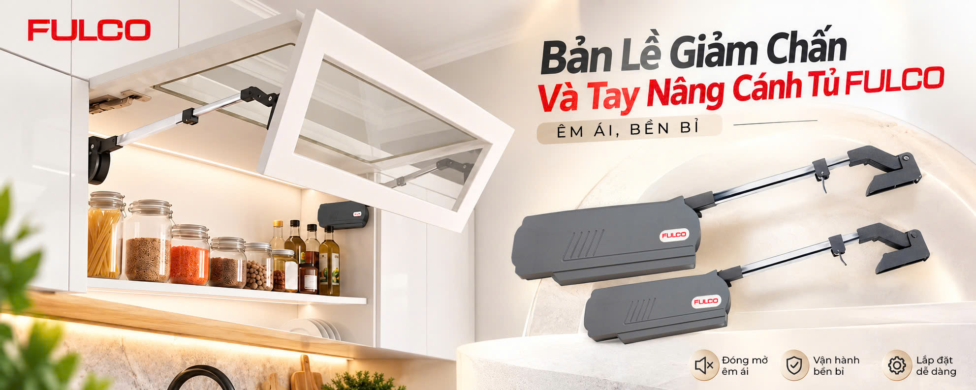 Tay n&acirc;ng c&aacute;nh tủ FULCO NS88 c&oacute; cơ cấu chỉnh lực