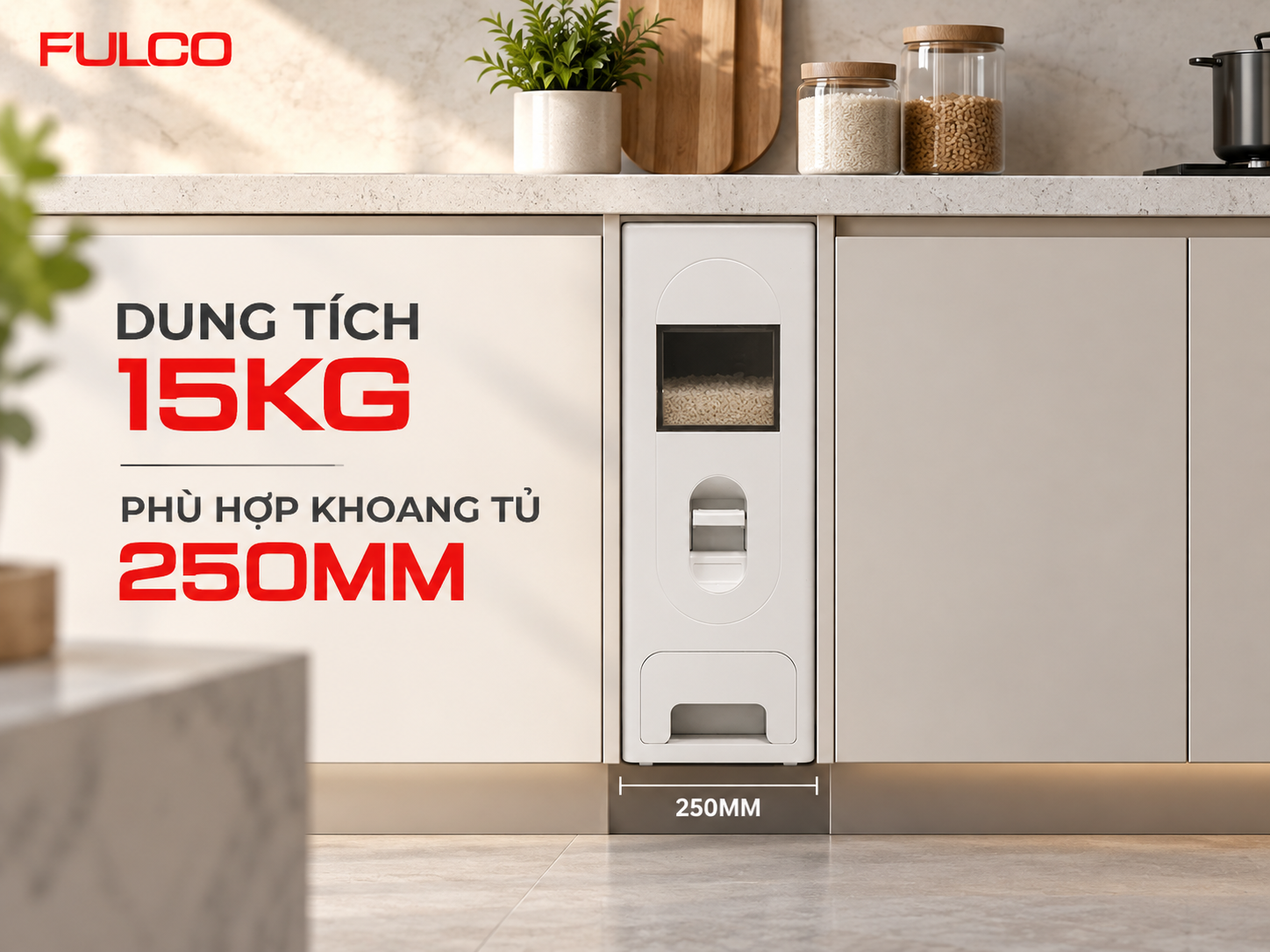 Th&ugrave;ng gạo &acirc;m tủ dung t&iacute;ch 15kg