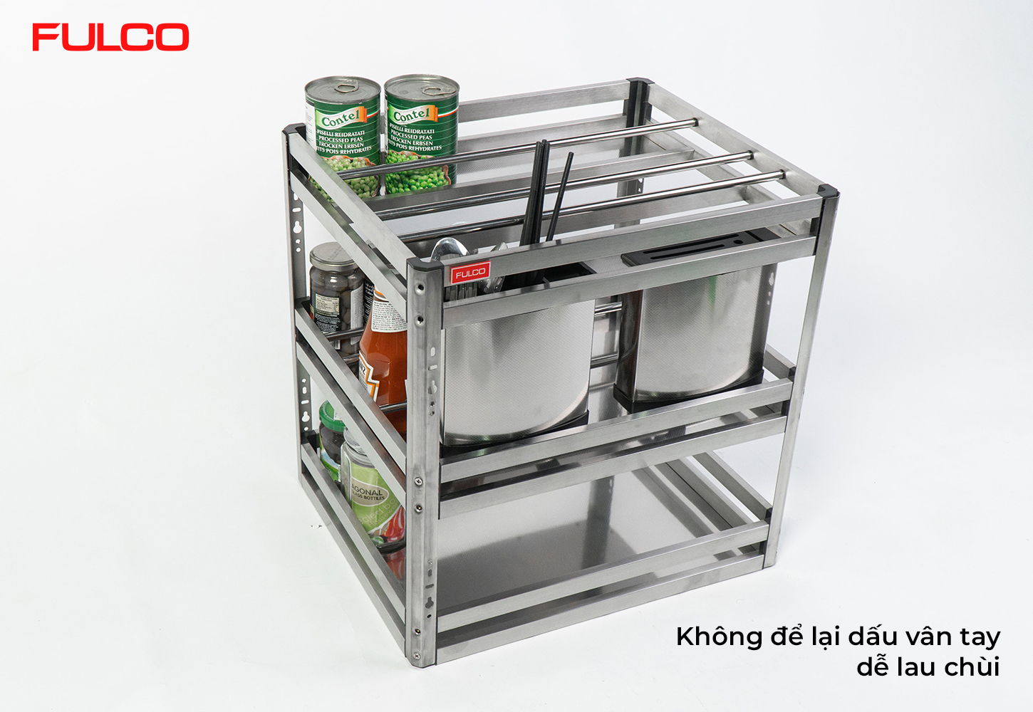 FC17 | GIÁ ĐỰNG CHAI LỌ - DAO THỚT INOX HỘP (300mm)