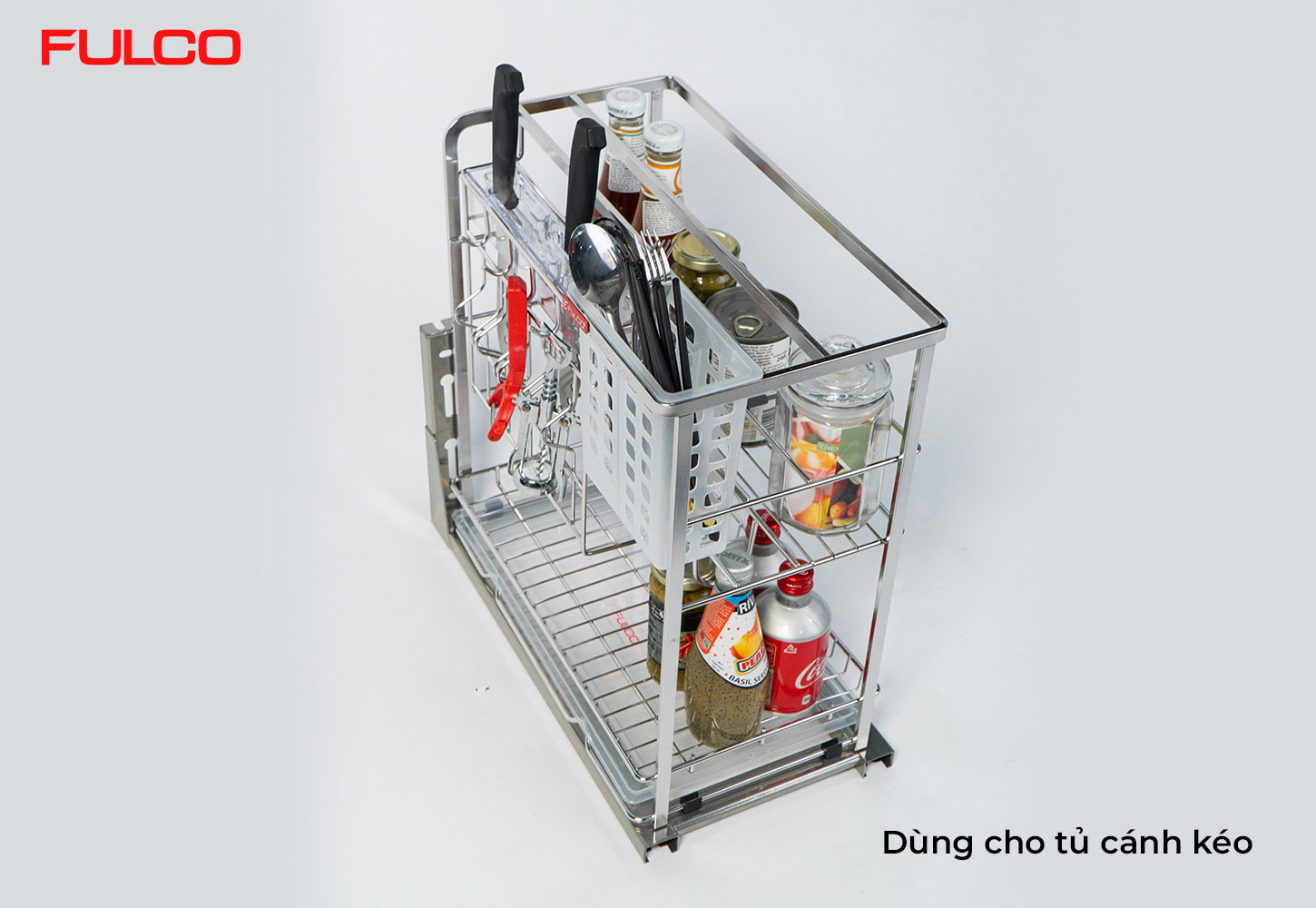 NS02V | GIÁ ĐỰNG CHAI LỌ - DAO THỚT ĐA NĂNG NAN VUÔNG