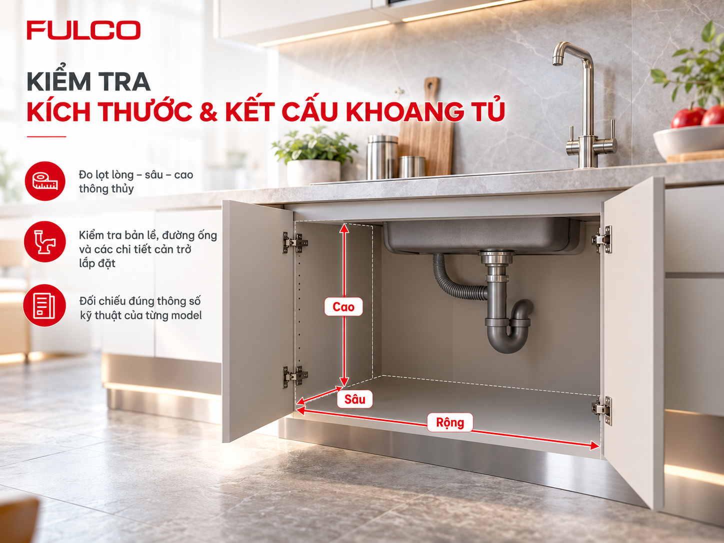 Đo k&iacute;ch thước khoang tủ trước khi mua phụ kiện nội thất