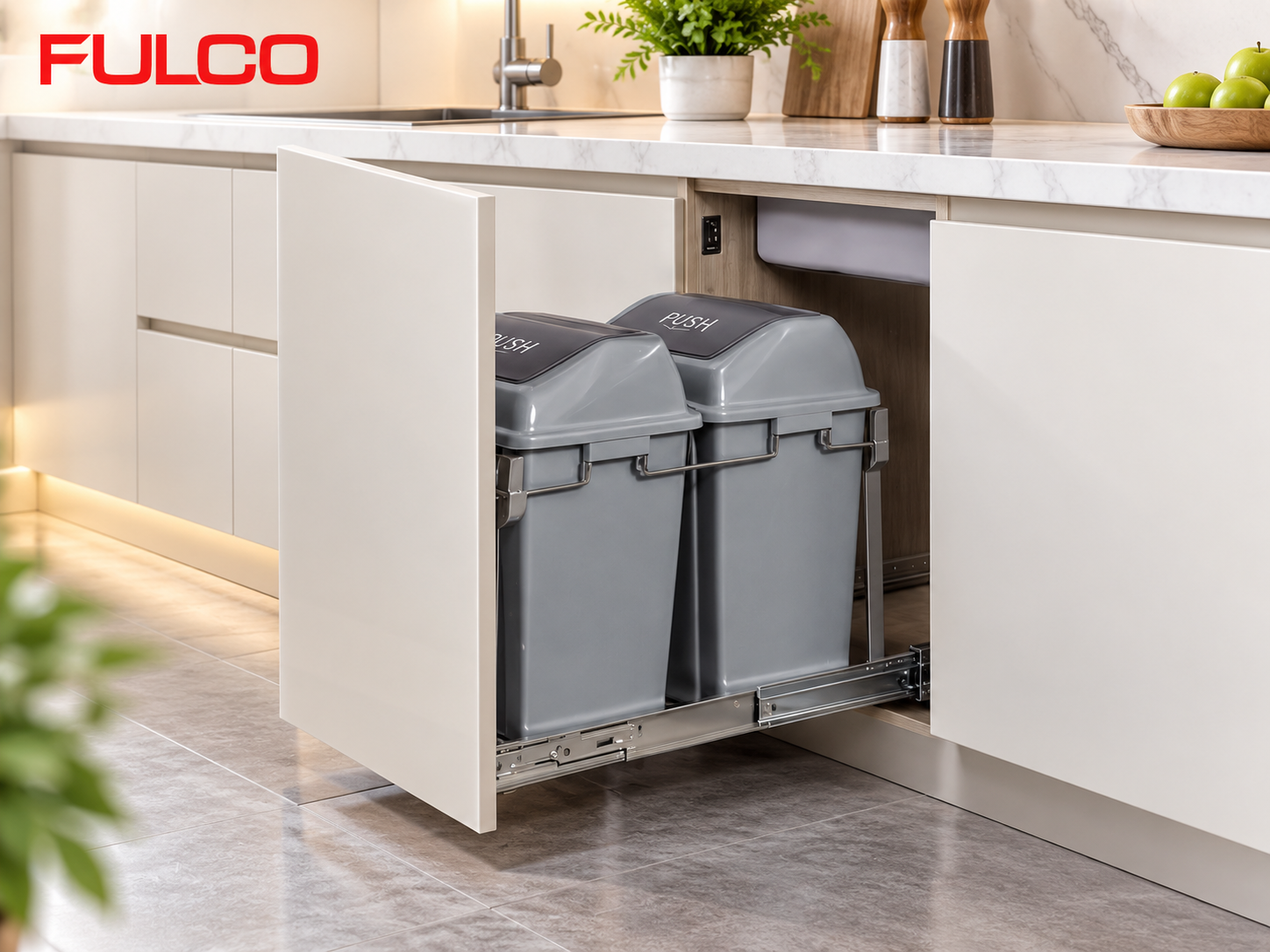 Phụ kiện nội thất FULCO th&ugrave;ng gạo v&agrave; th&ugrave;ng r&aacute;c &acirc;m tủ