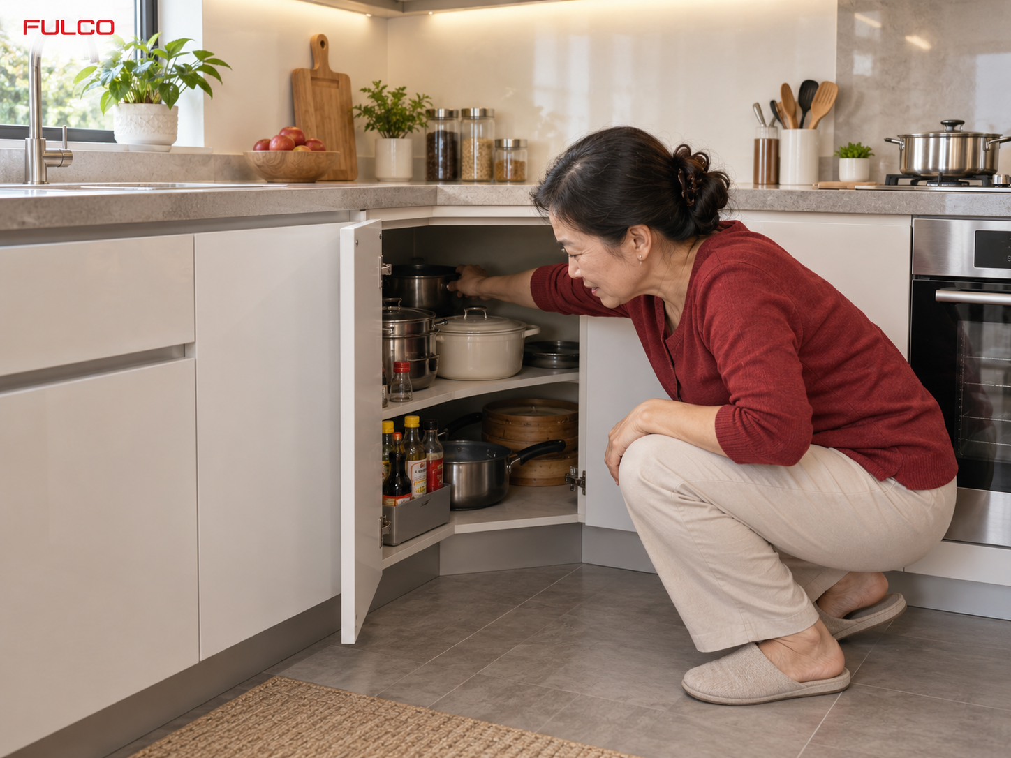  Kh&oacute; lấy xoong nồi nằm s&acirc;u trong khoang tủ khi chưa sử dụng phụ kiện g&oacute;c 