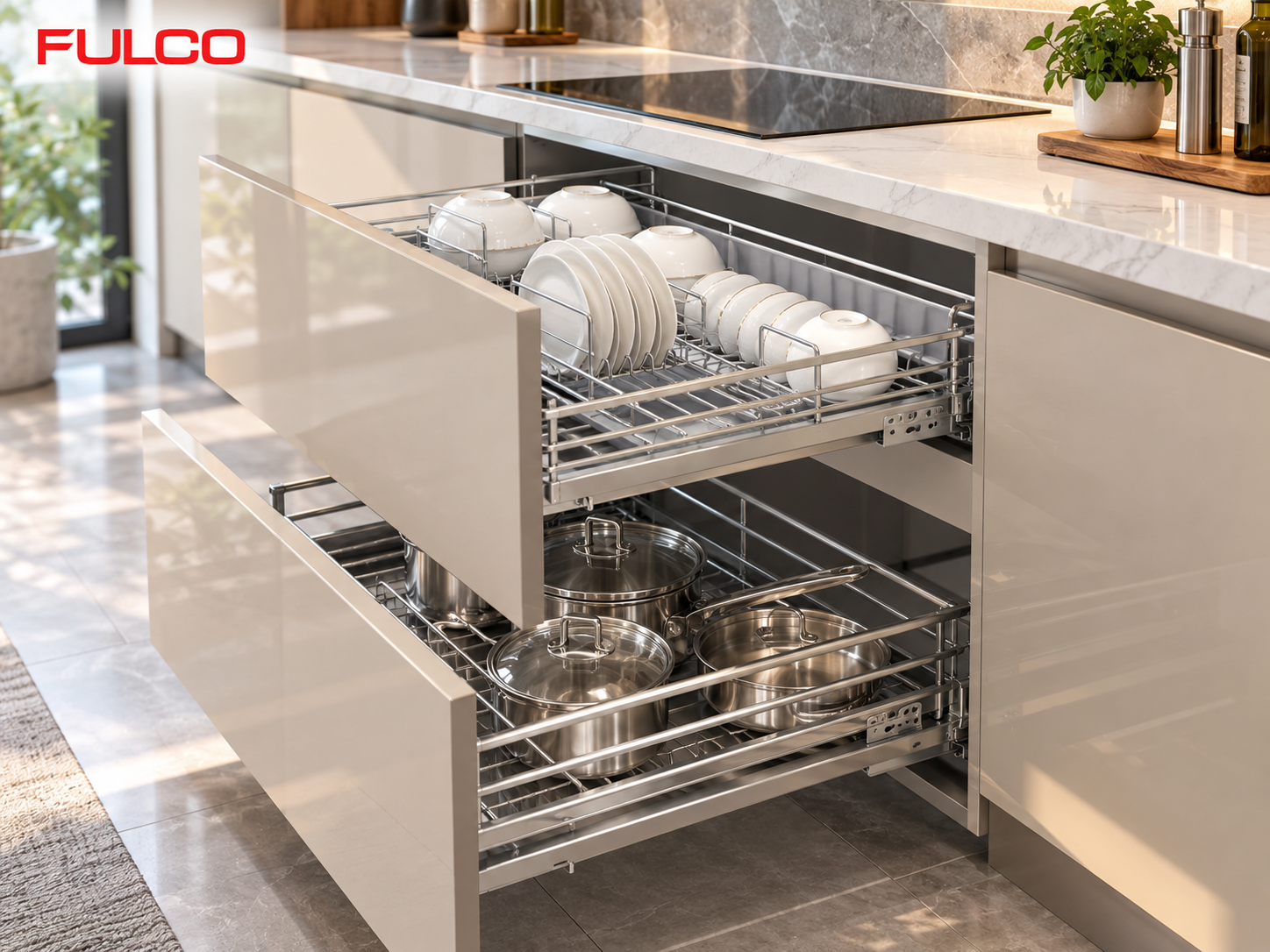 Phụ kiện nội thất inox 304 FULCO gi&aacute; xoong nồi tủ dưới