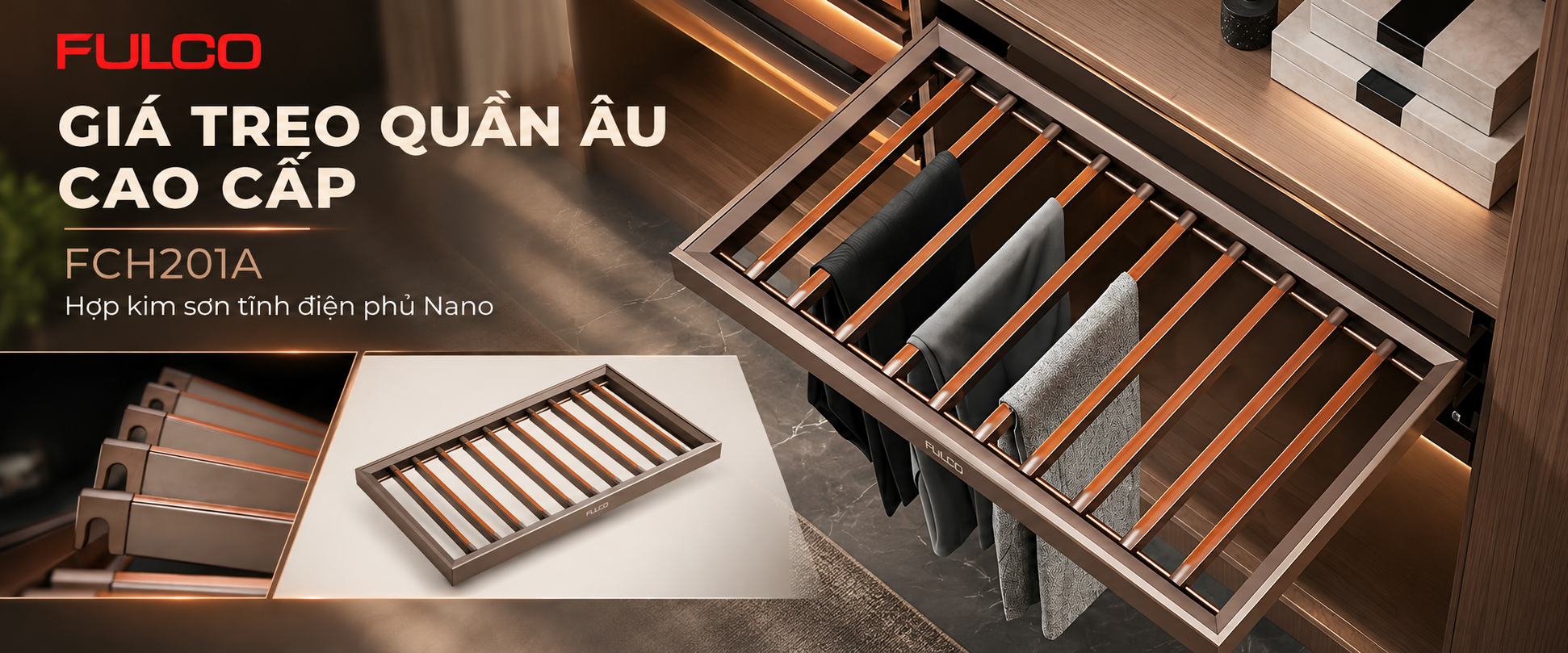 Phụ kiện tủ &aacute;o gi&aacute; treo quần &acirc;u FULCO FCH201A