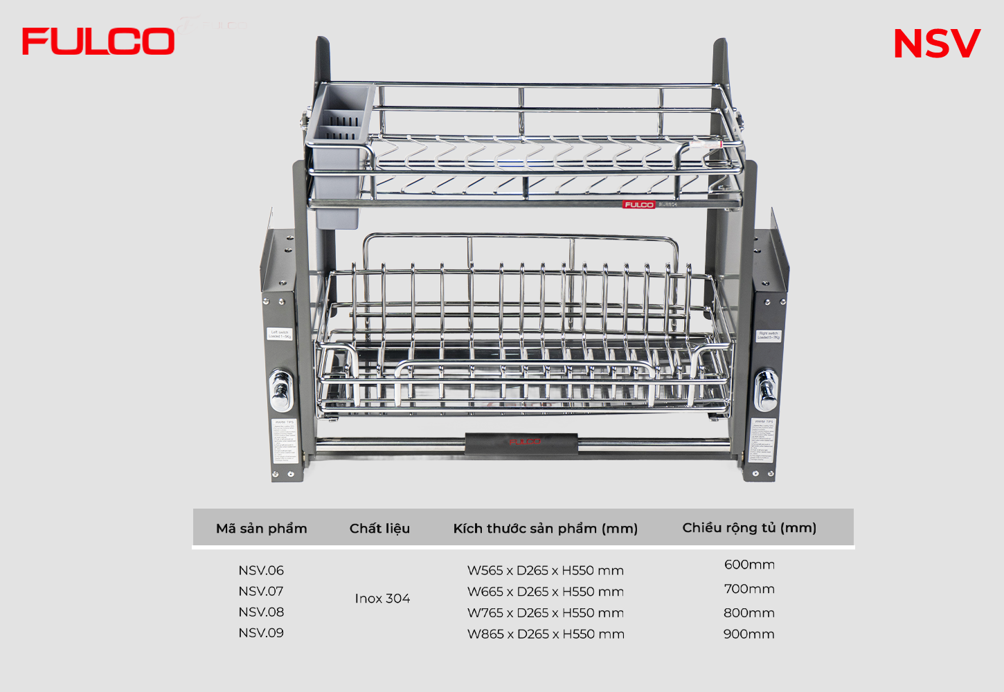 NSV | GIÁ BÁT ĐĨA NÂNG HẠ OVAL 304 CAO CẤP