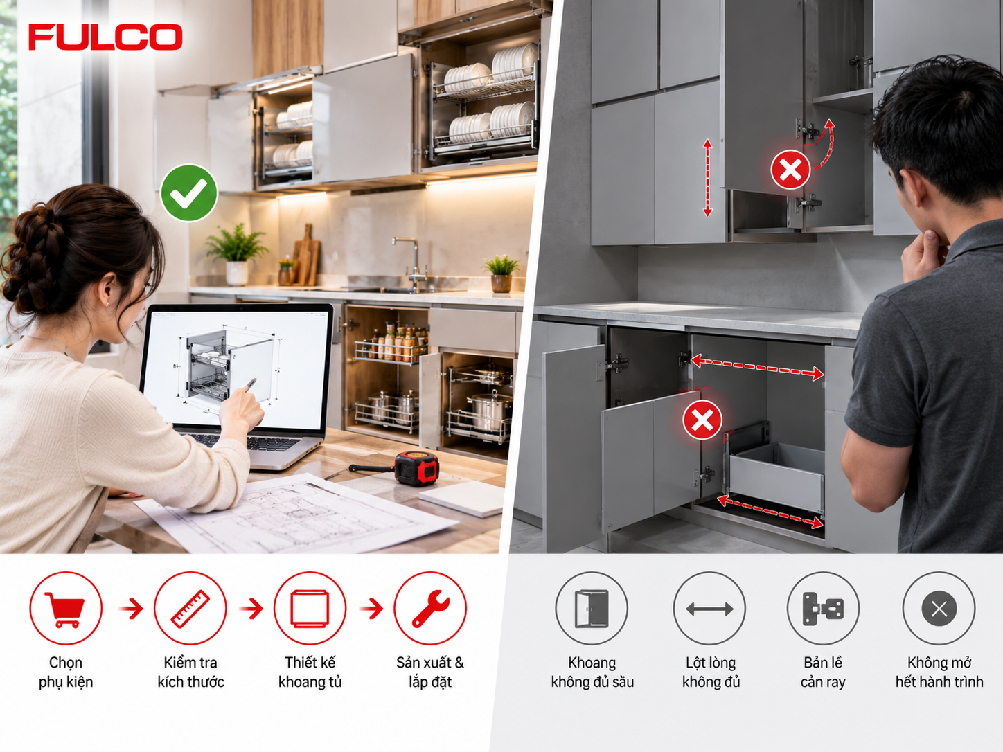 chiều cao lắp phụ kiện tủ bếp 