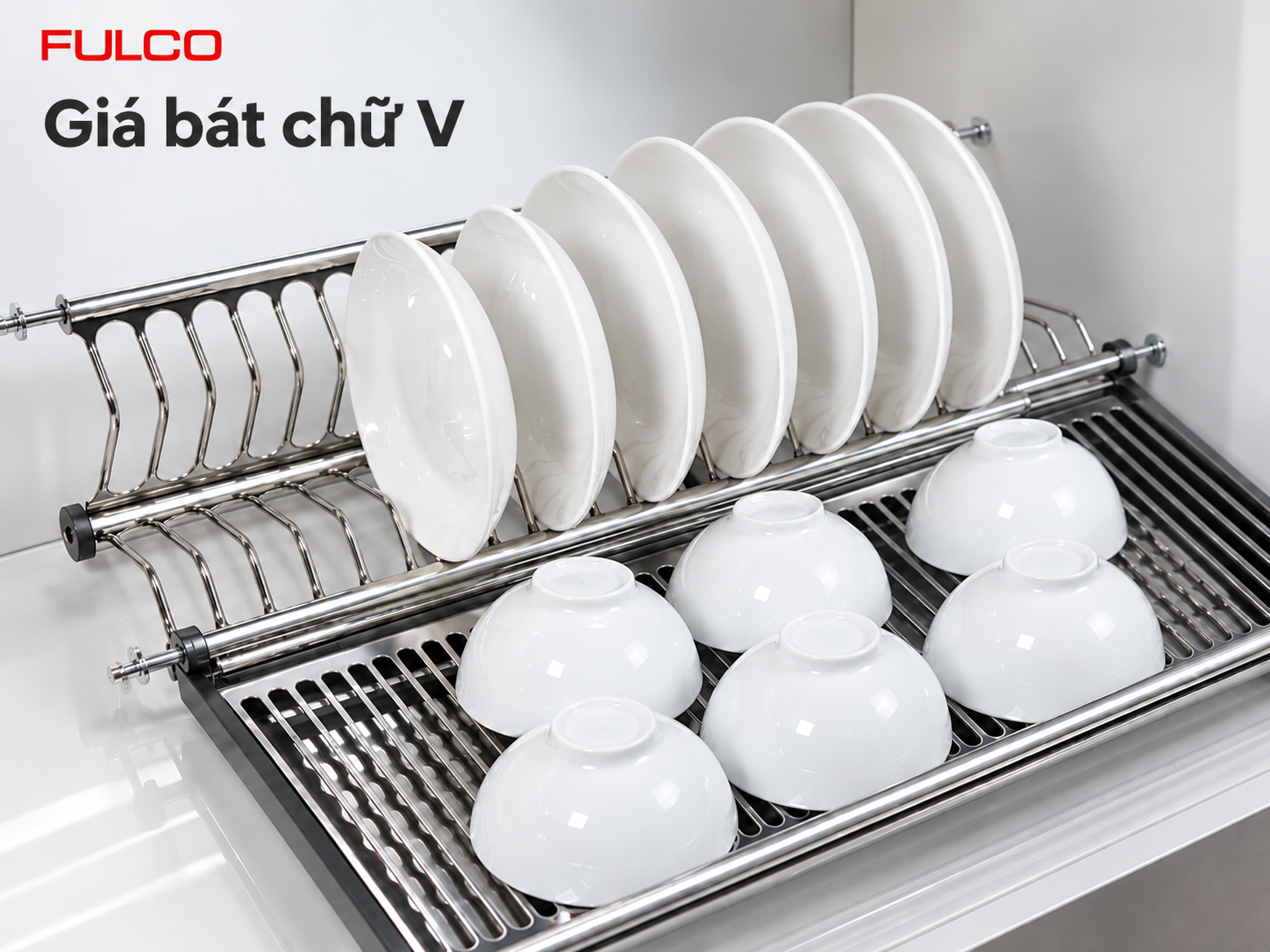 Gi&aacute; b&aacute;t cố định chữ V gi&uacute;p sắp xếp b&aacute;t đĩa gọn g&agrave;ng.
