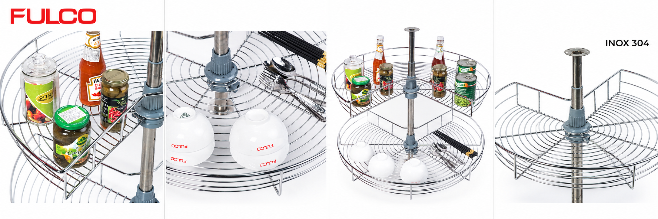 M&acirc;m xoay g&oacute;c tủ bếp 270 độ
