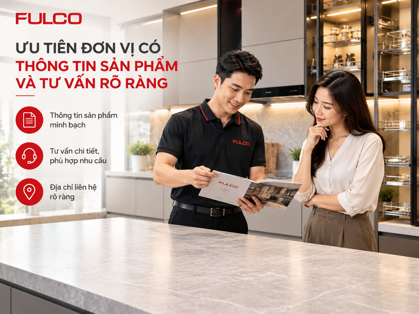 Lựa chọn đơn vị c&oacute; th&ocirc;ng tin v&agrave; tư vấn r&otilde; r&agrave;ng trước khi lựa chọn phụ kiện tủ bếp