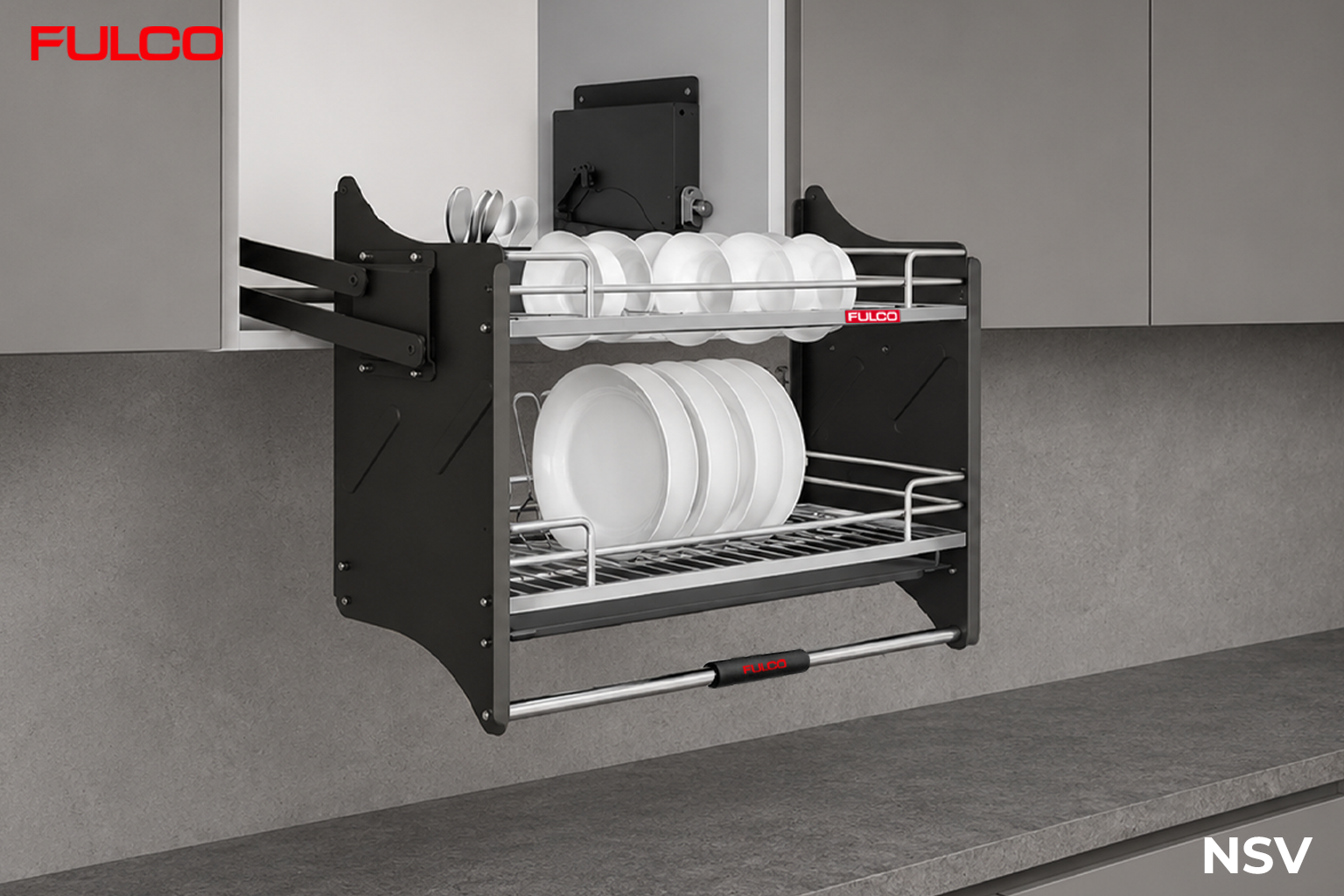 Gi&aacute; b&aacute;t n&acirc;ng hạ NSV FULCO inox 304 cho tủ bếp.