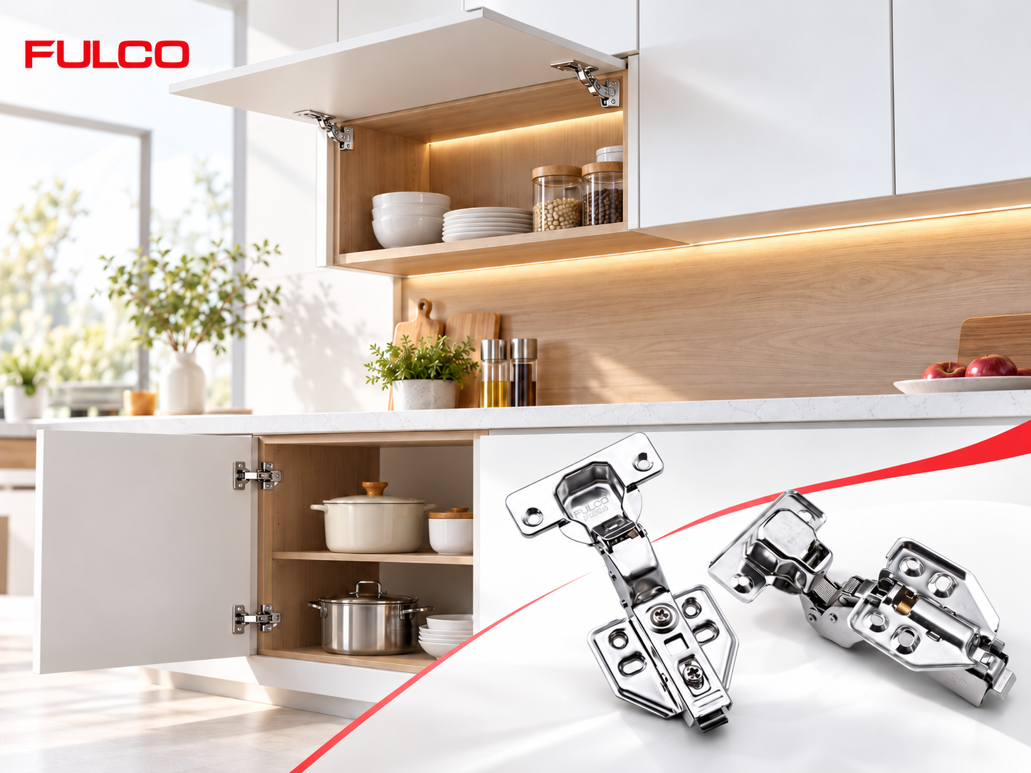 Bản lề giảm chấn lắp đặt trong tủ bếp