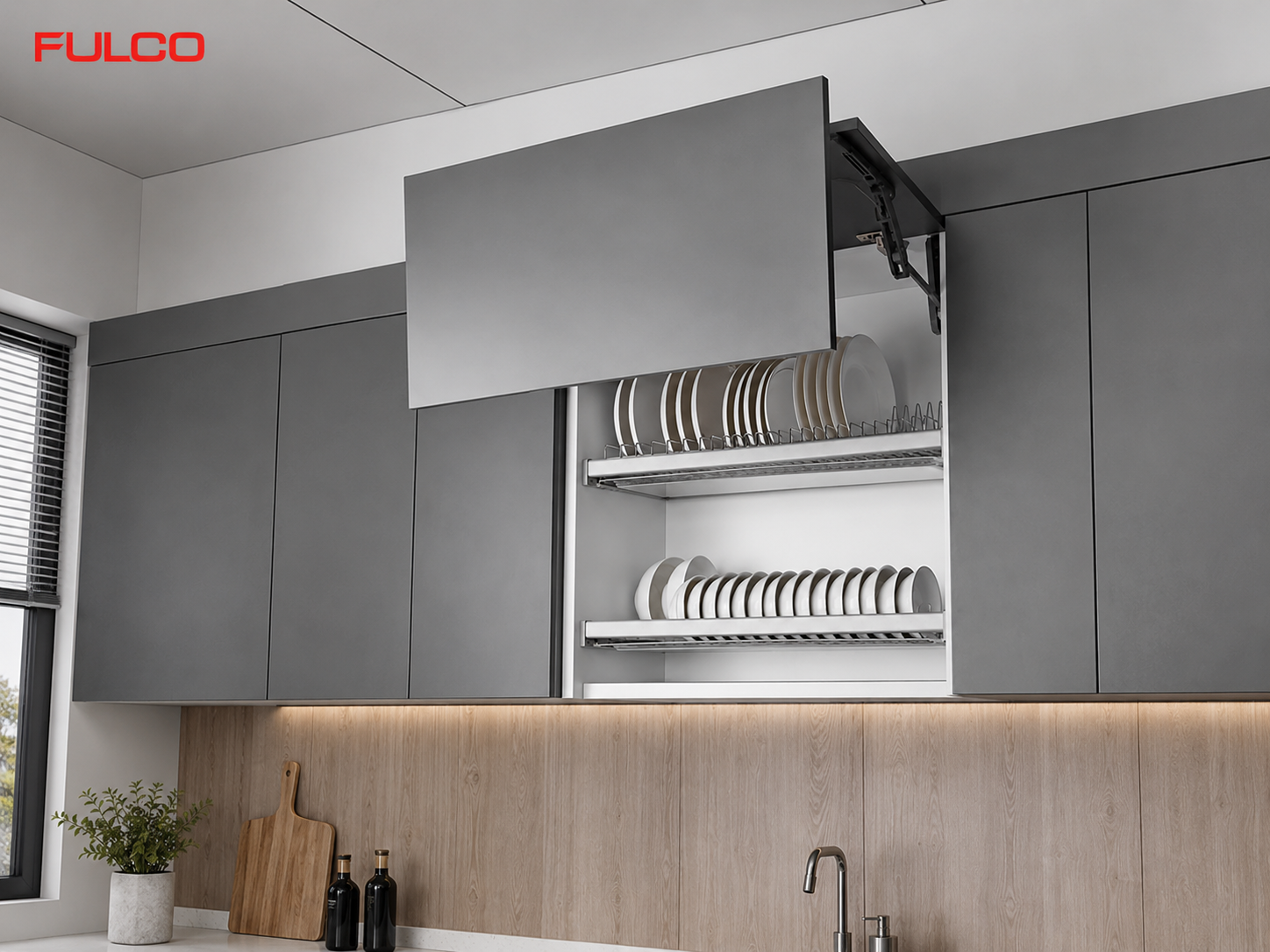  Phụ kiện tủ bếp th&ocirc;ng minh Fulco - gi&aacute; b&aacute;t n&acirc;ng hạ tủ bếp tr&ecirc;n