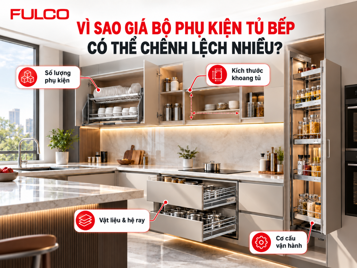 gi&aacute; bộ phụ kiện tủ bếp 