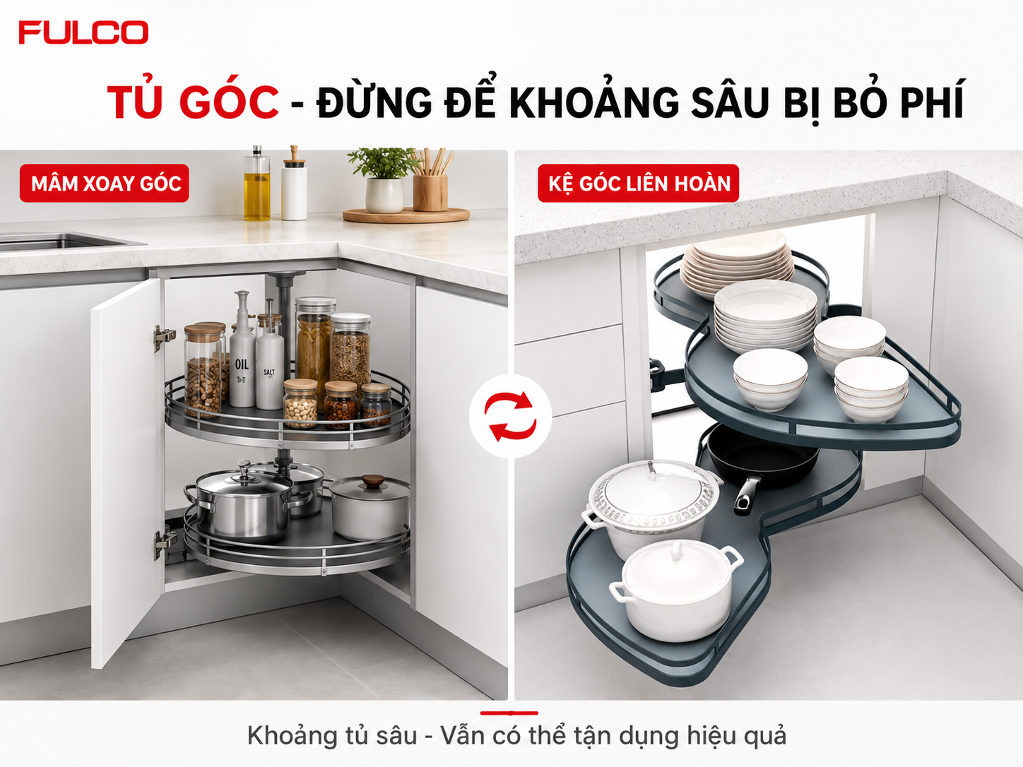 phụ kiện tủ bếp m&acirc;m xoay