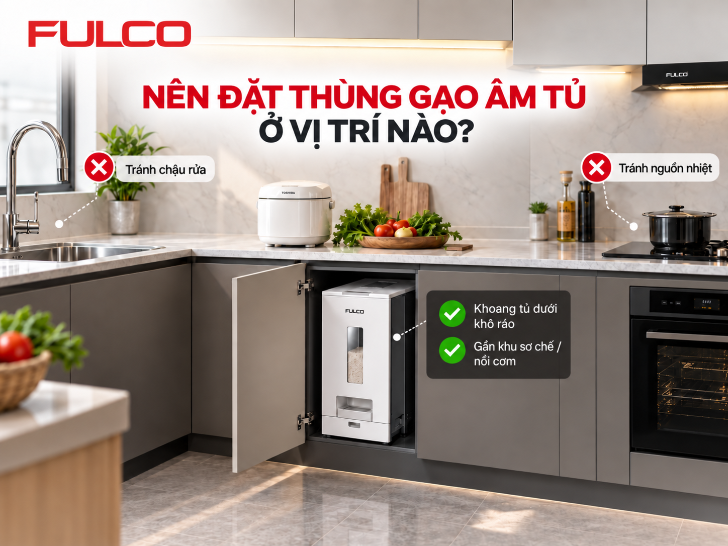 N&ecirc;n đặt th&ugrave;ng gạo &acirc;m tủ ở vị tr&iacute; n&agrave;o