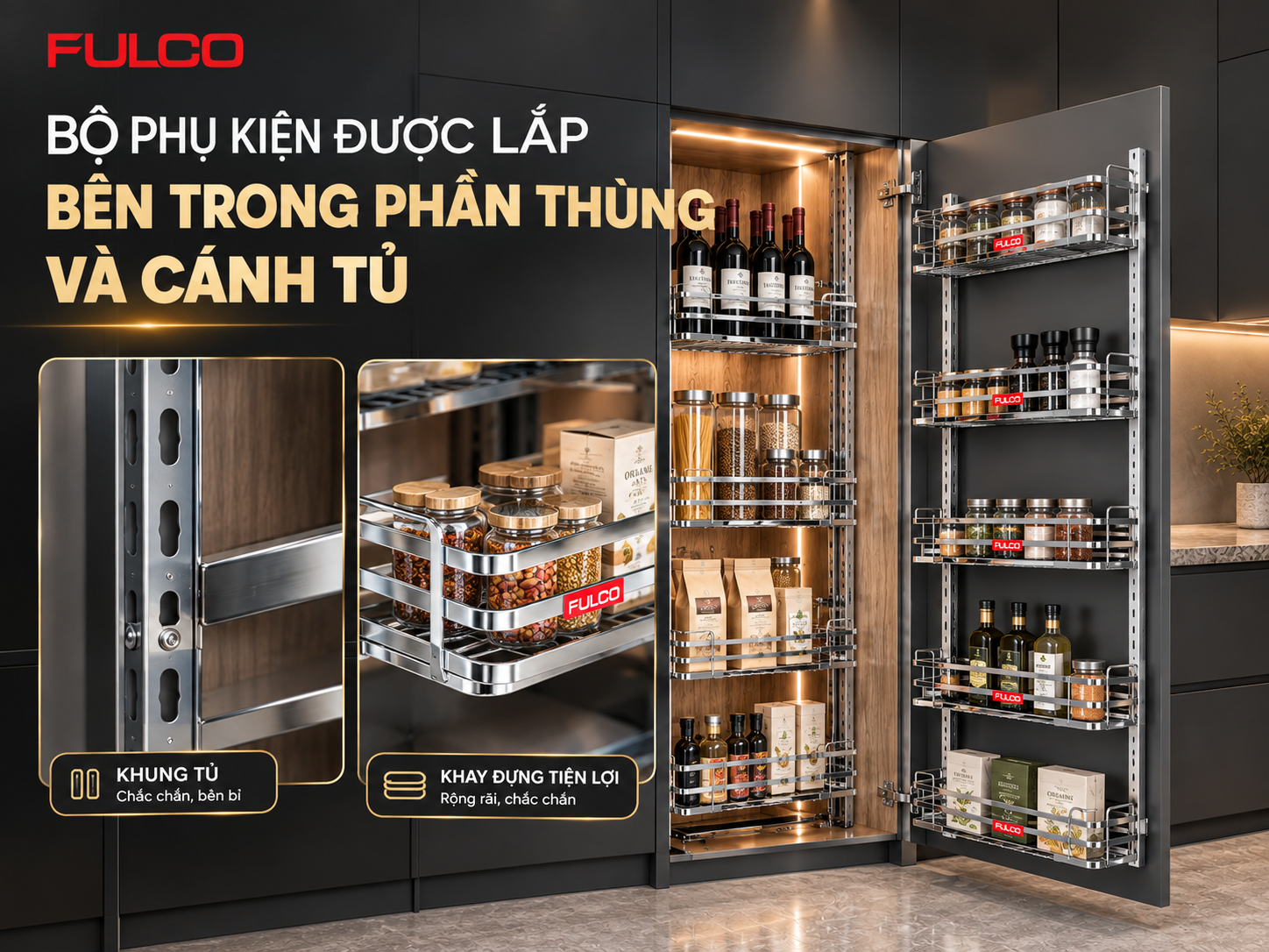 Khung v&agrave; khay chứa của tủ đồ kh&ocirc; nh&agrave; bếp