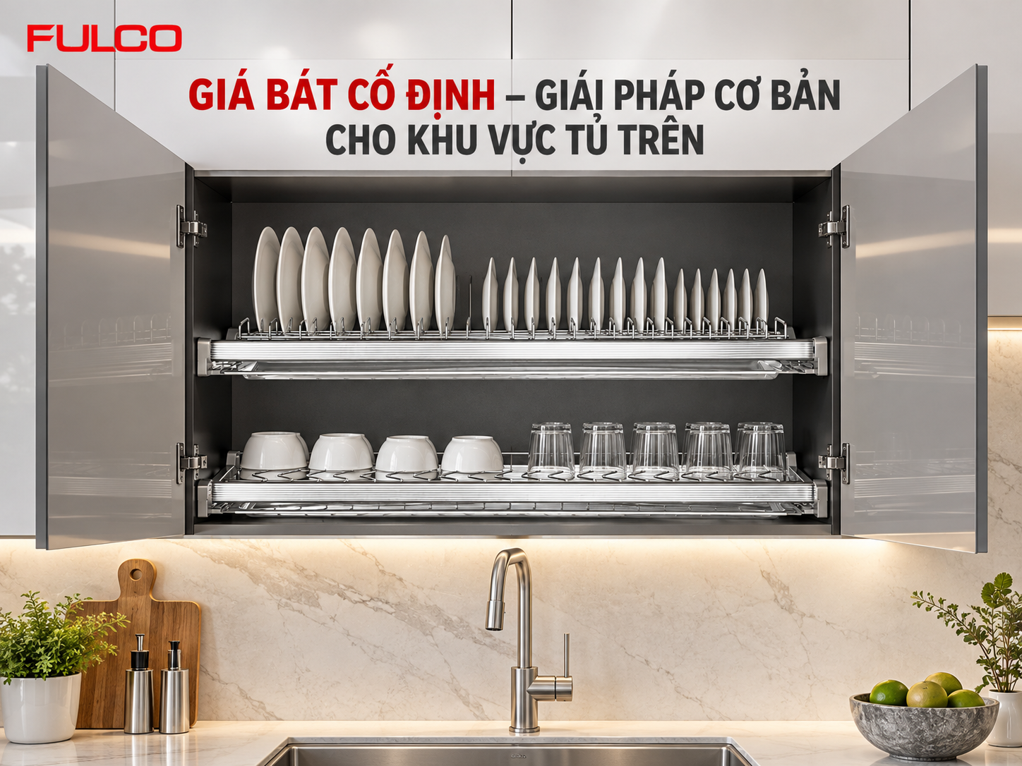 gi&aacute; b&aacute;t cố định - phụ kiện tủ bếp th&ocirc;ng minh Fulco