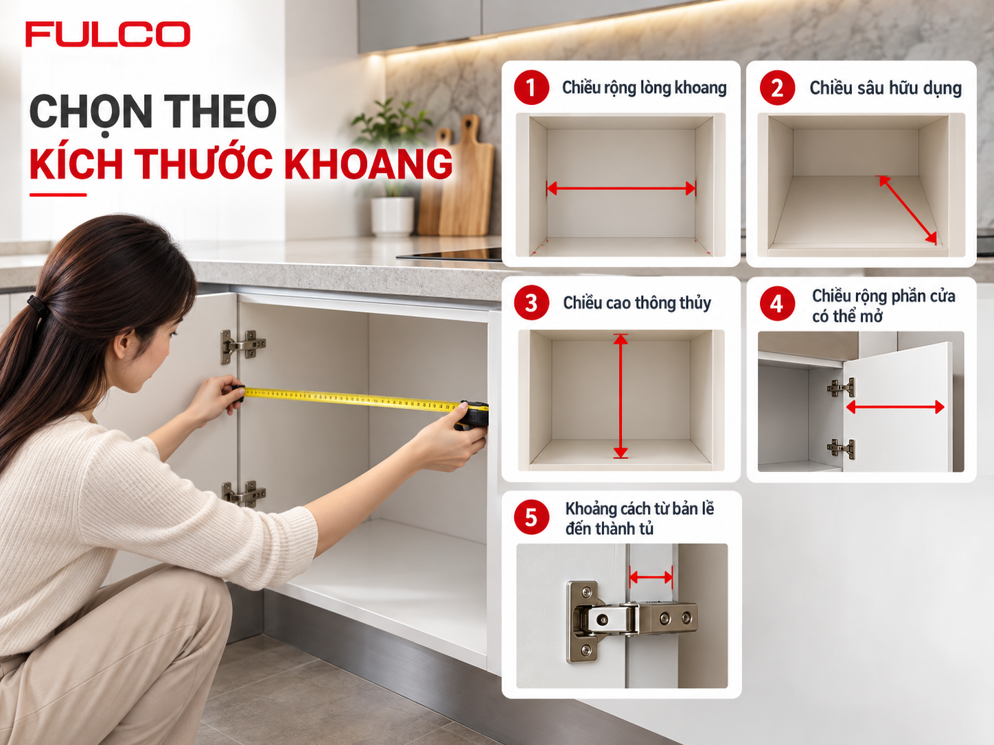Chọn phụ kiện g&oacute;c tủ bếp theo k&iacute;ch thước khoang