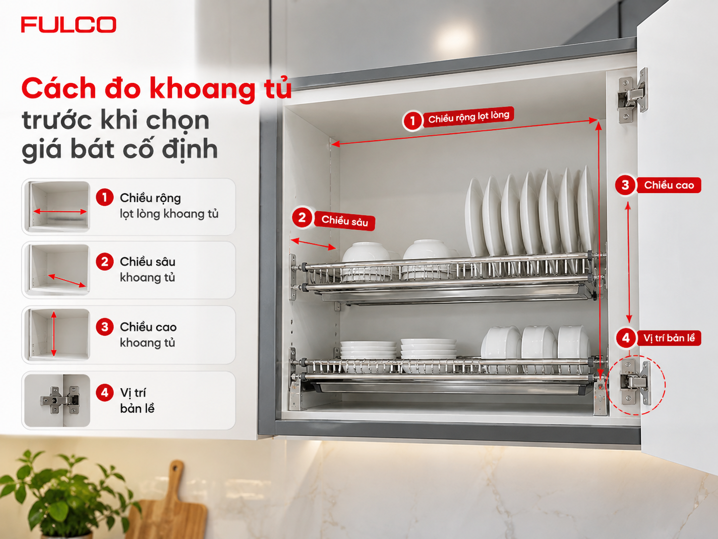  C&aacute;ch đo khoang tủ trước khi lắp gi&aacute; b&aacute;t cố định.