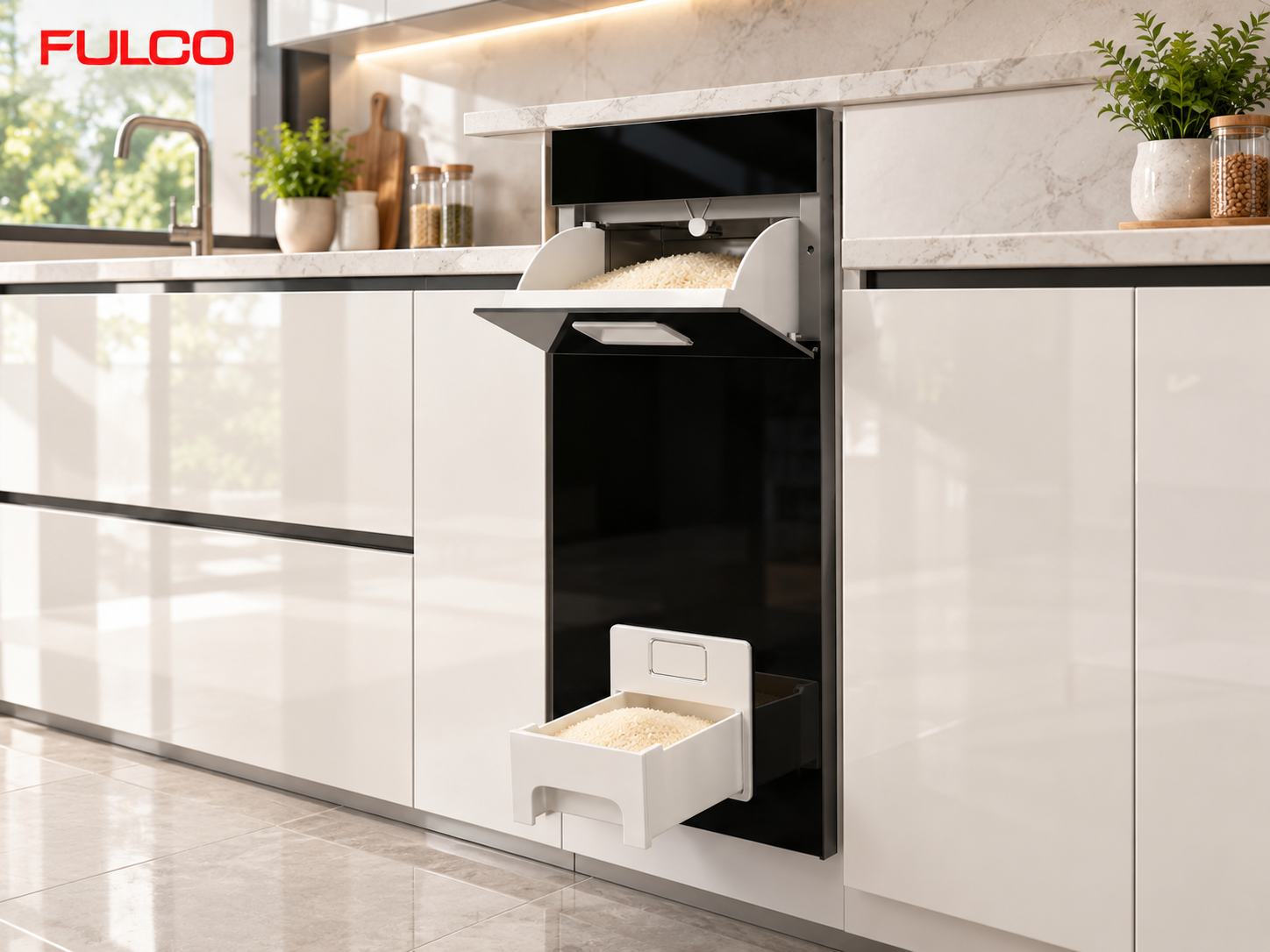 Phụ kiện nội thất FULCO th&ugrave;ng gạo v&agrave; th&ugrave;ng r&aacute;c &acirc;m tủ
