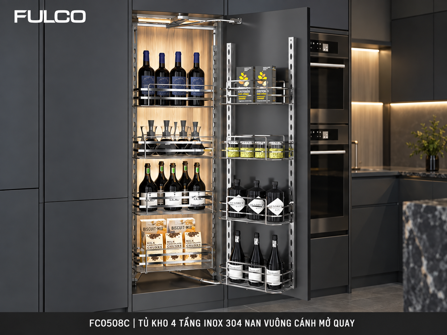 Tủ đồ kh&ocirc; Fulco FC0508C 4 tầng inox 304 nan dẹt.