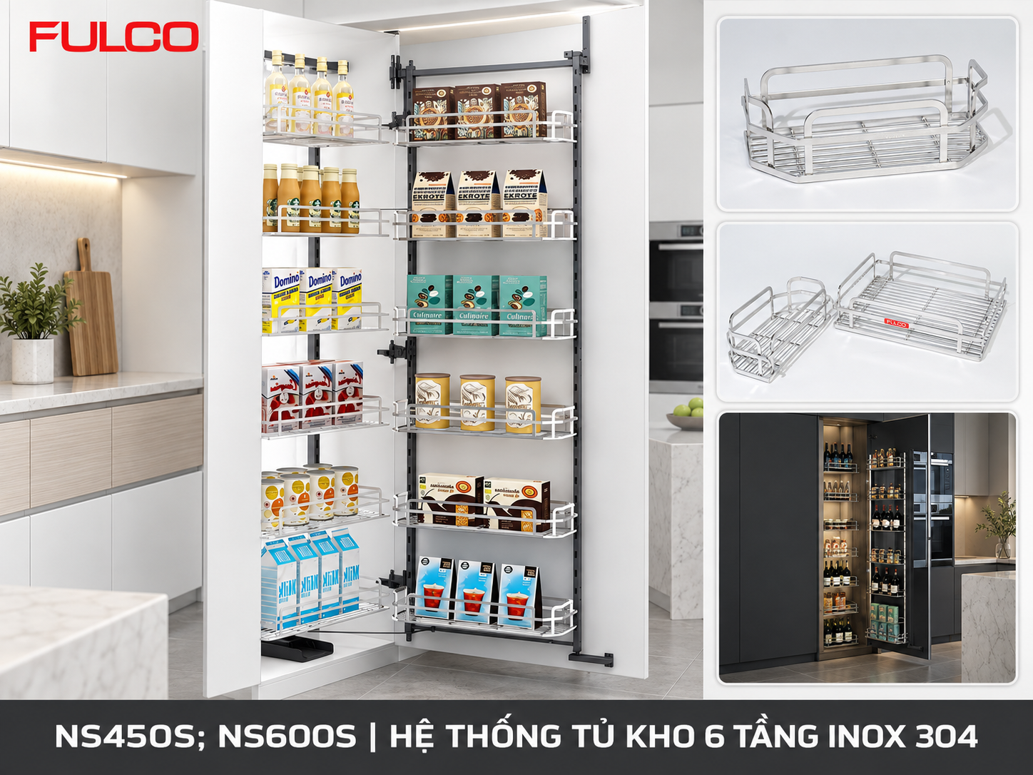 Tủ đồ kh&ocirc; nh&agrave; bếp NS450S v&agrave; NS600S 6 tầng inox 304 nan dẹt