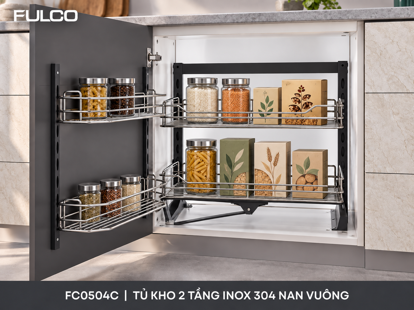 Tủ đồ kh&ocirc; nh&agrave; bếp Fulco FC0504 thiết kế 2 tầng