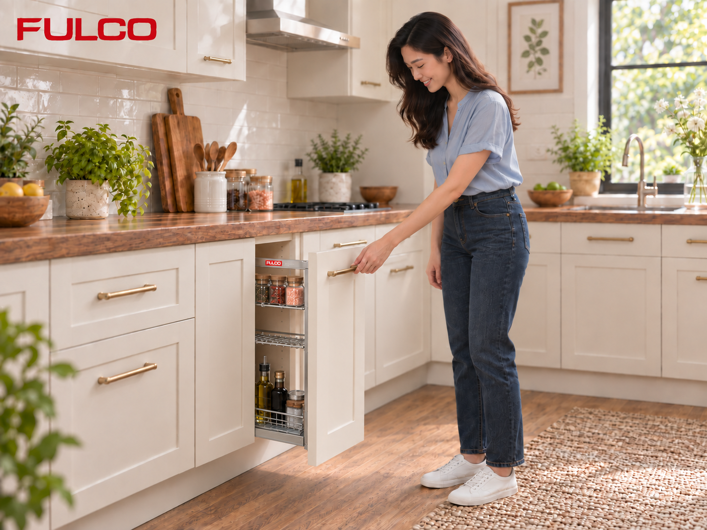  Kệ gia vị dao thớt đặt gần vị tr&iacute; nấu ăn