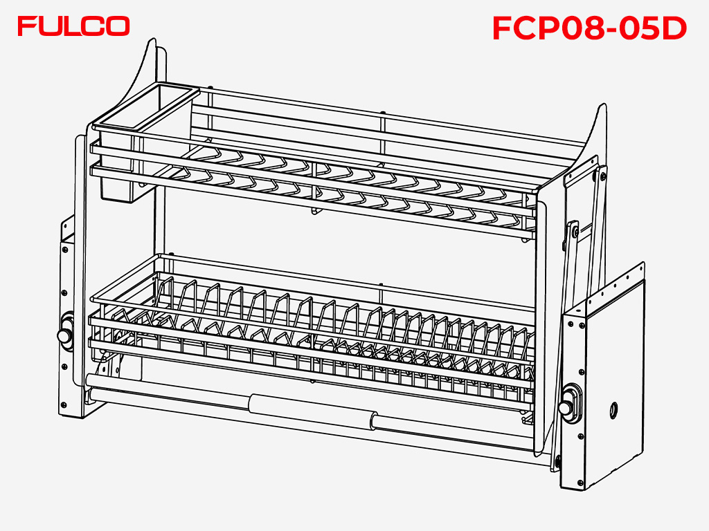 FCP08-05D | GIÁ BÁT ĐĨA TAY NÂNG HẠ FULL INOX 304 CÓ ĐIỀU CHỈNH LỰC