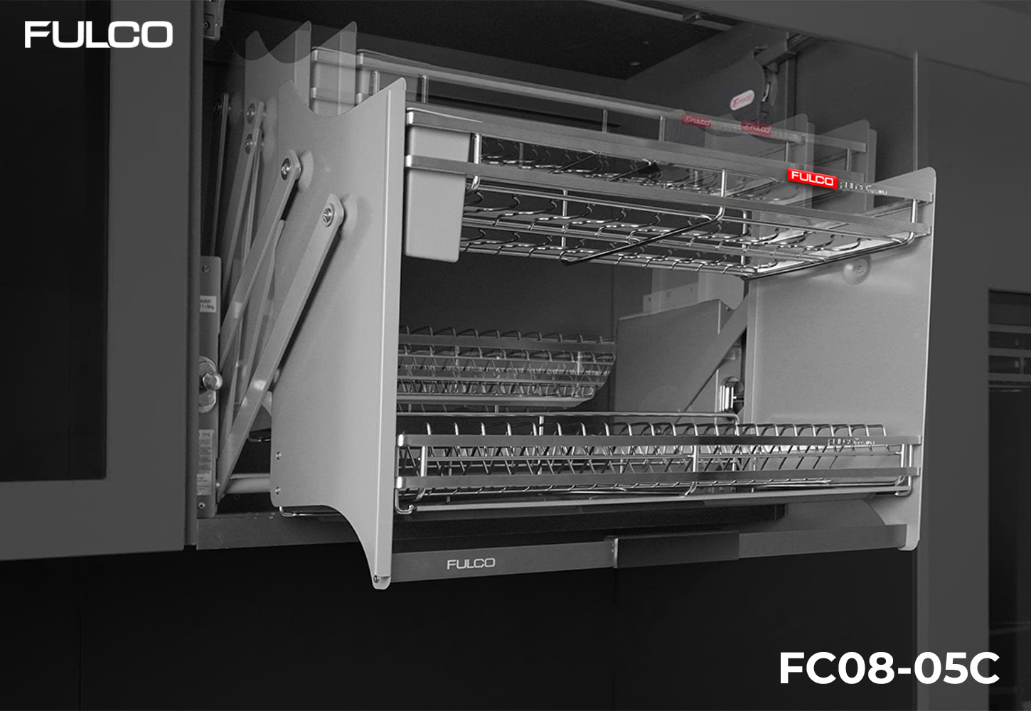 FC08-05C | GIÁ BÁT ĐĨA TAY NÂNG HẠ INOX 304 CÓ ĐIỀU CHỈNH LỰC