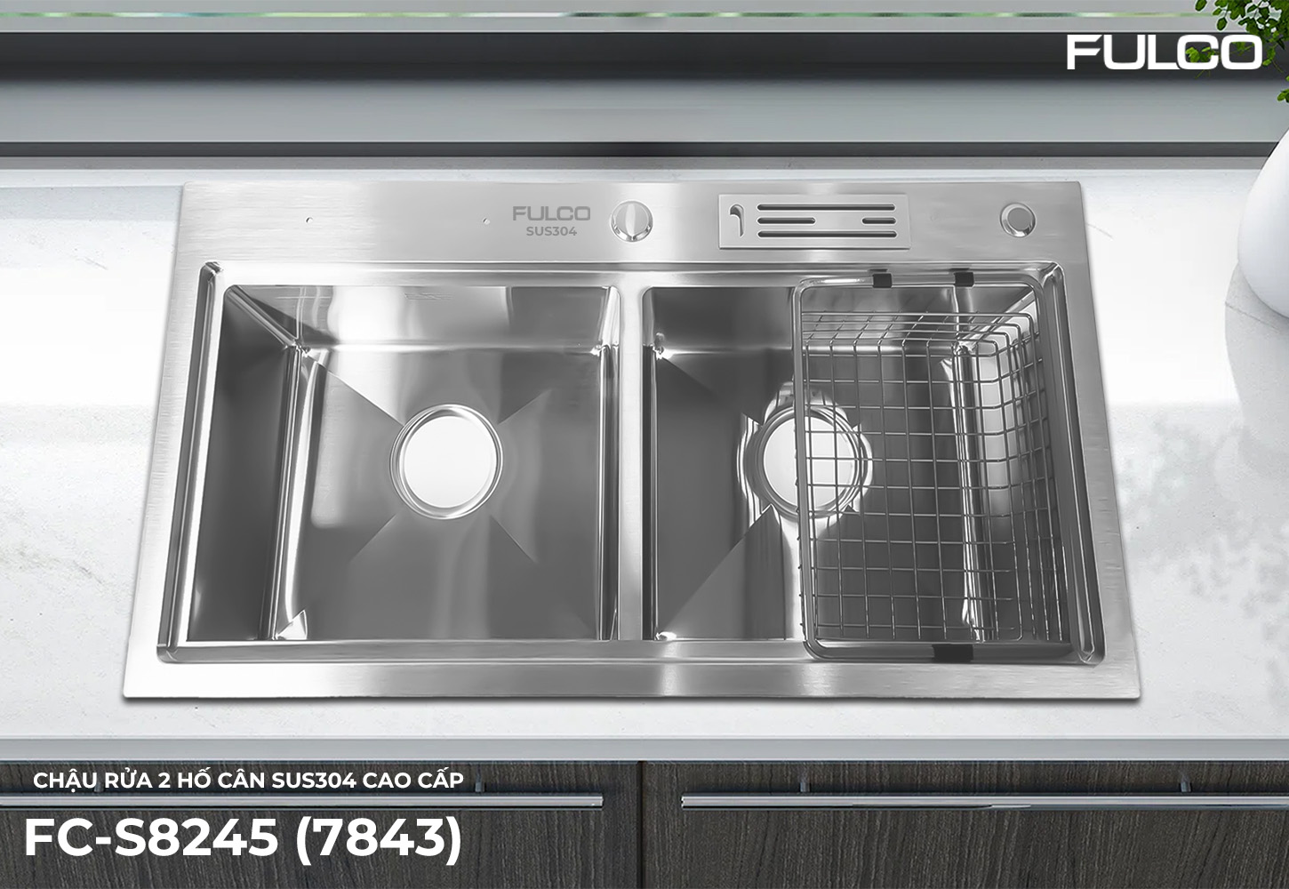 FC-S8245 (7843) | CHẬU RỬA 2 HỐ CÂN SUS304 CAO CẤP