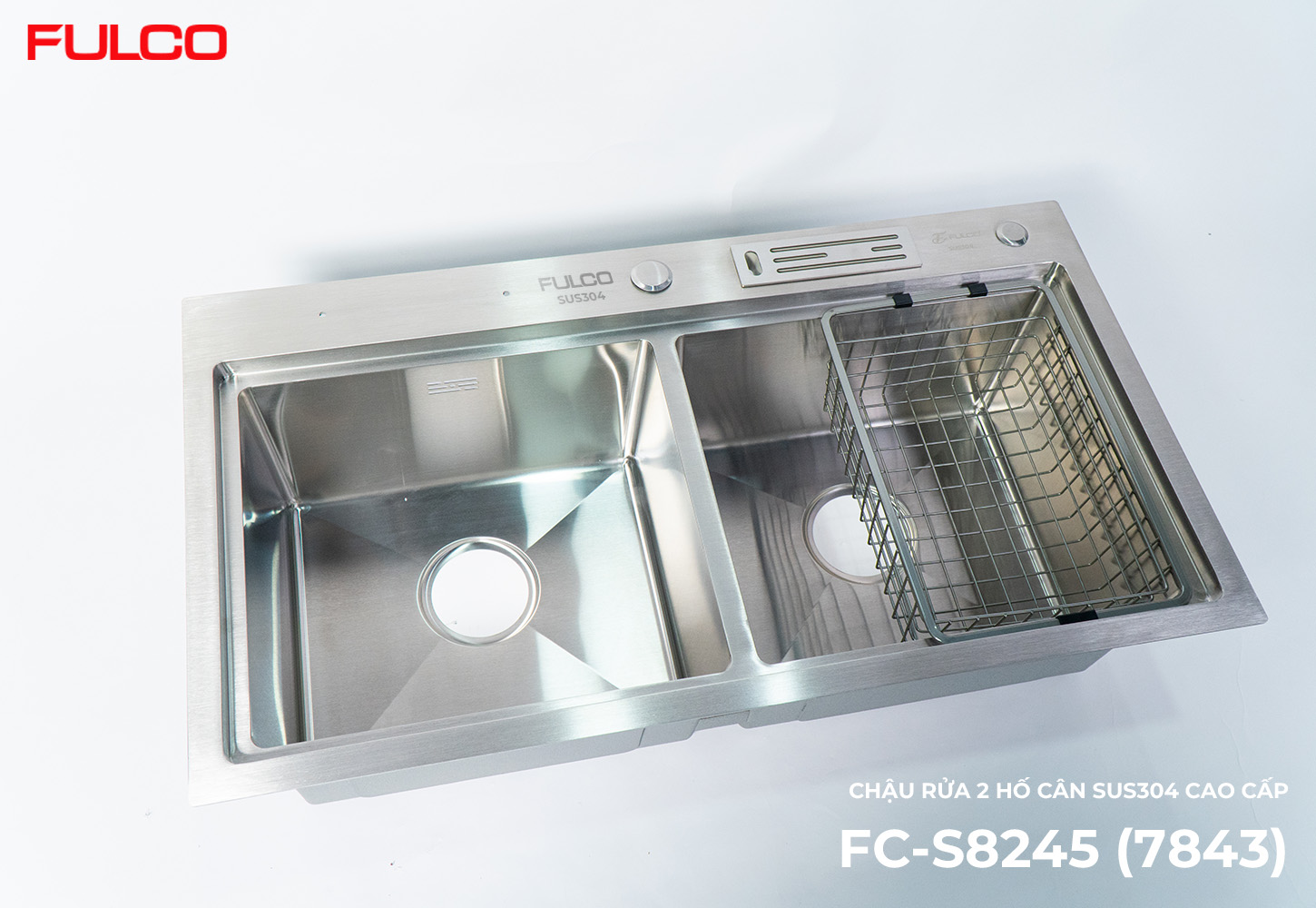 FC-S8245 (7843) | CHẬU RỬA 2 HỐ CÂN SUS304 CAO CẤP