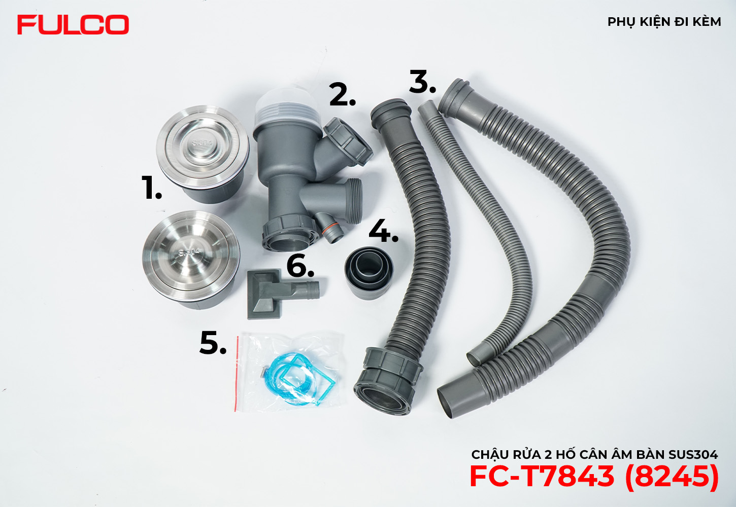 FC-T7843 (8245) | CHẬU RỬA 2 HỐ CÂN ÂM BÀN SUS304