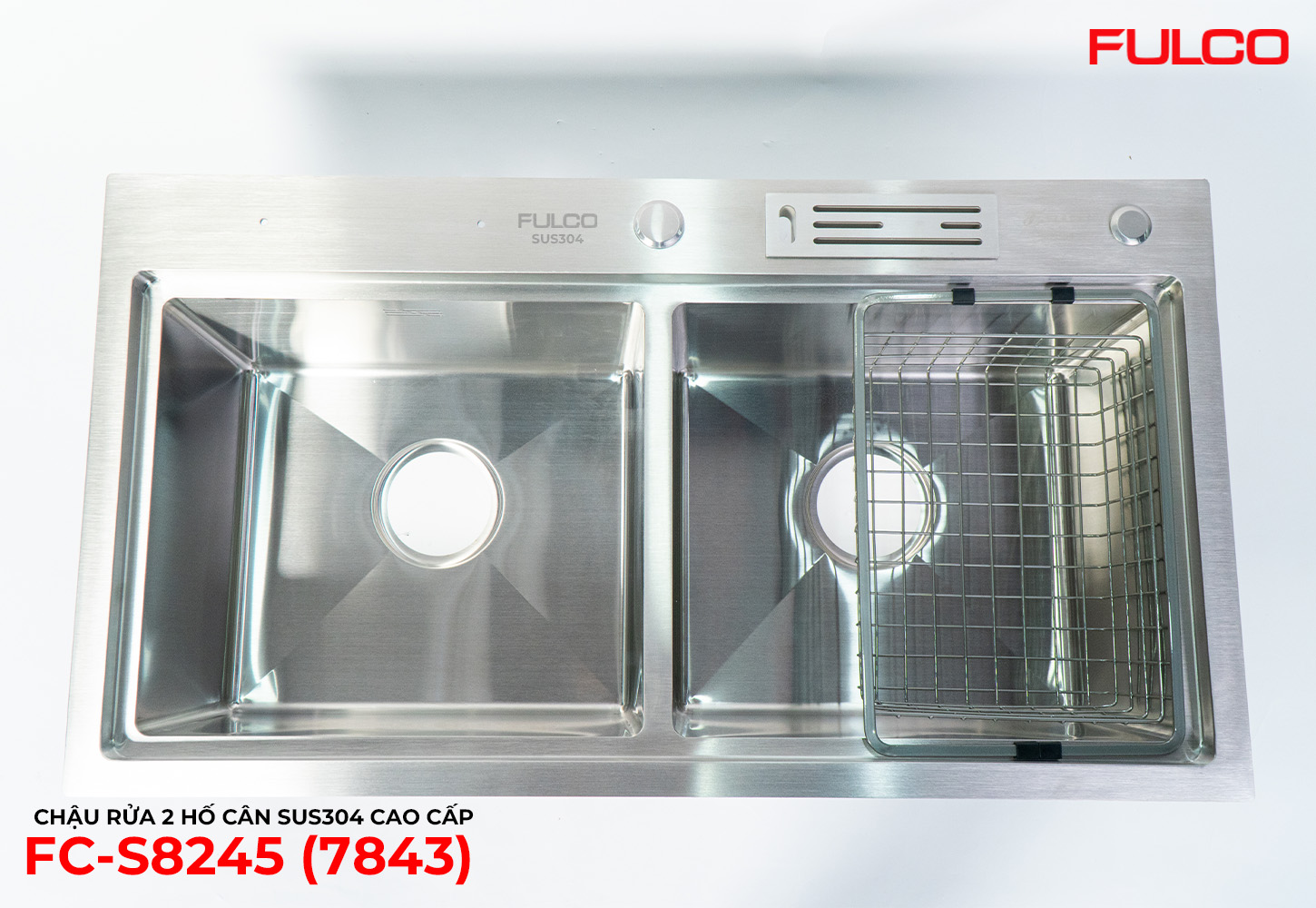 FC-S8245 (7843) | CHẬU RỬA 2 HỐ CÂN SUS304 CAO CẤP