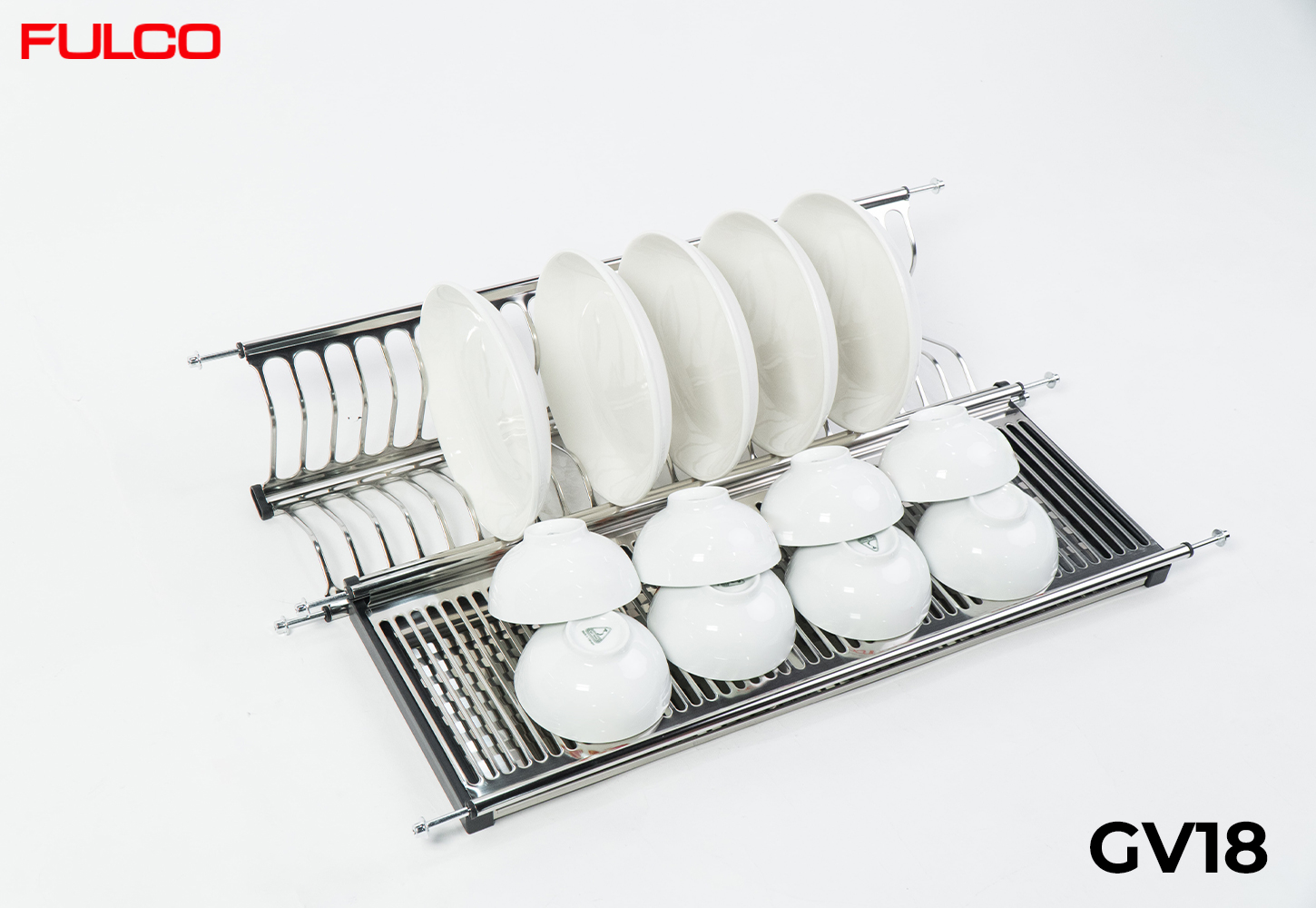 GV18 | GIÁ BÁT ĐĨA TỦ TRÊN INOX