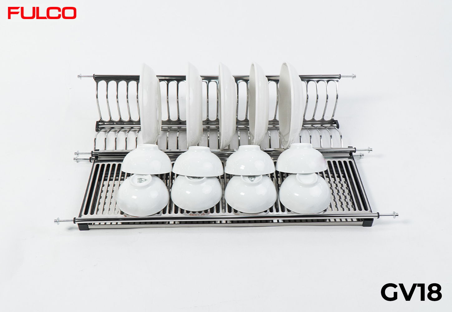 GV18 | GIÁ BÁT ĐĨA TỦ TRÊN INOX