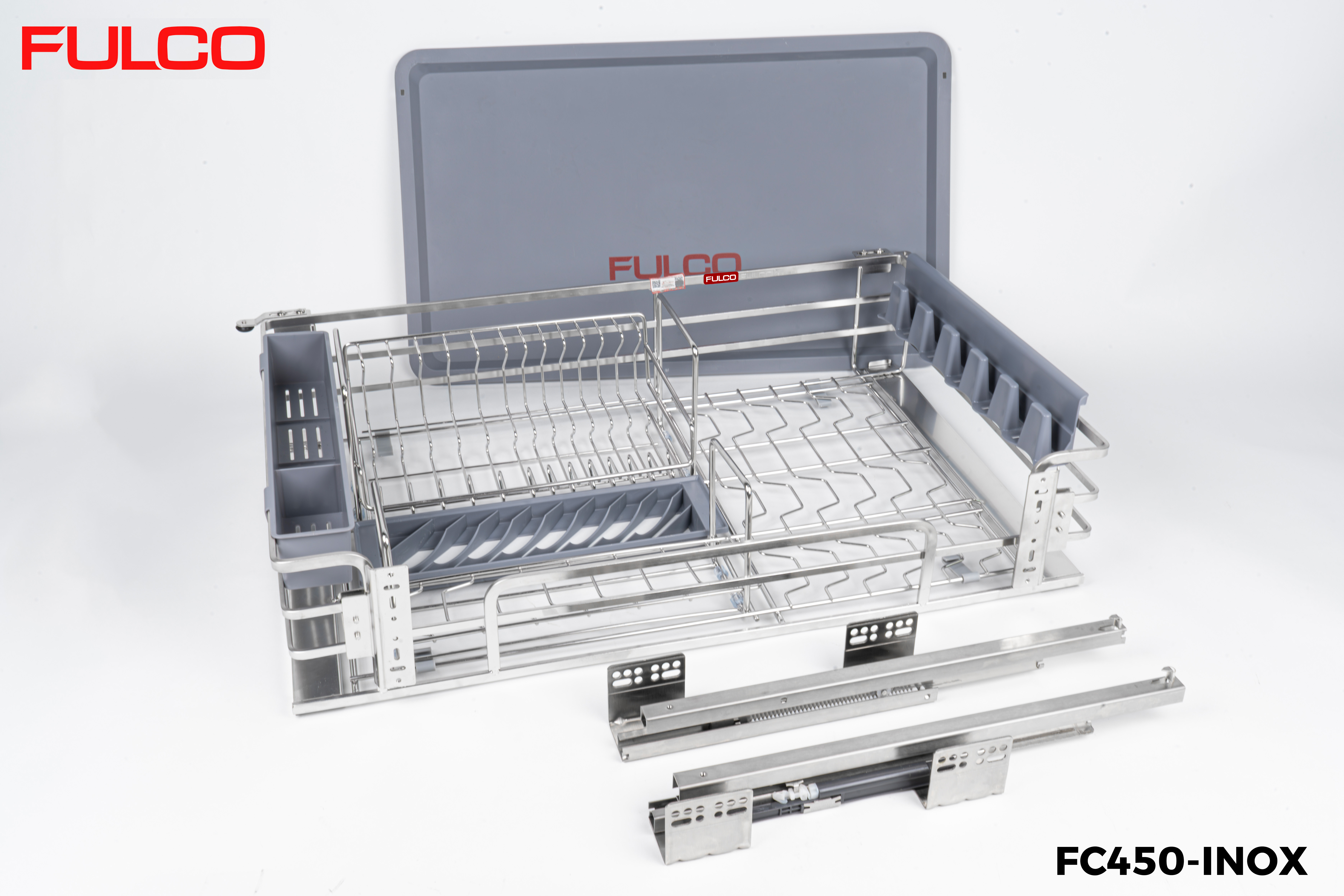 FC450 INOX | RAY ÂM GIẢM CHẤN INOX DÀNH CHO GIÁ XOONG NỒI, BÁT ĐĨA, TỦ DƯỚI