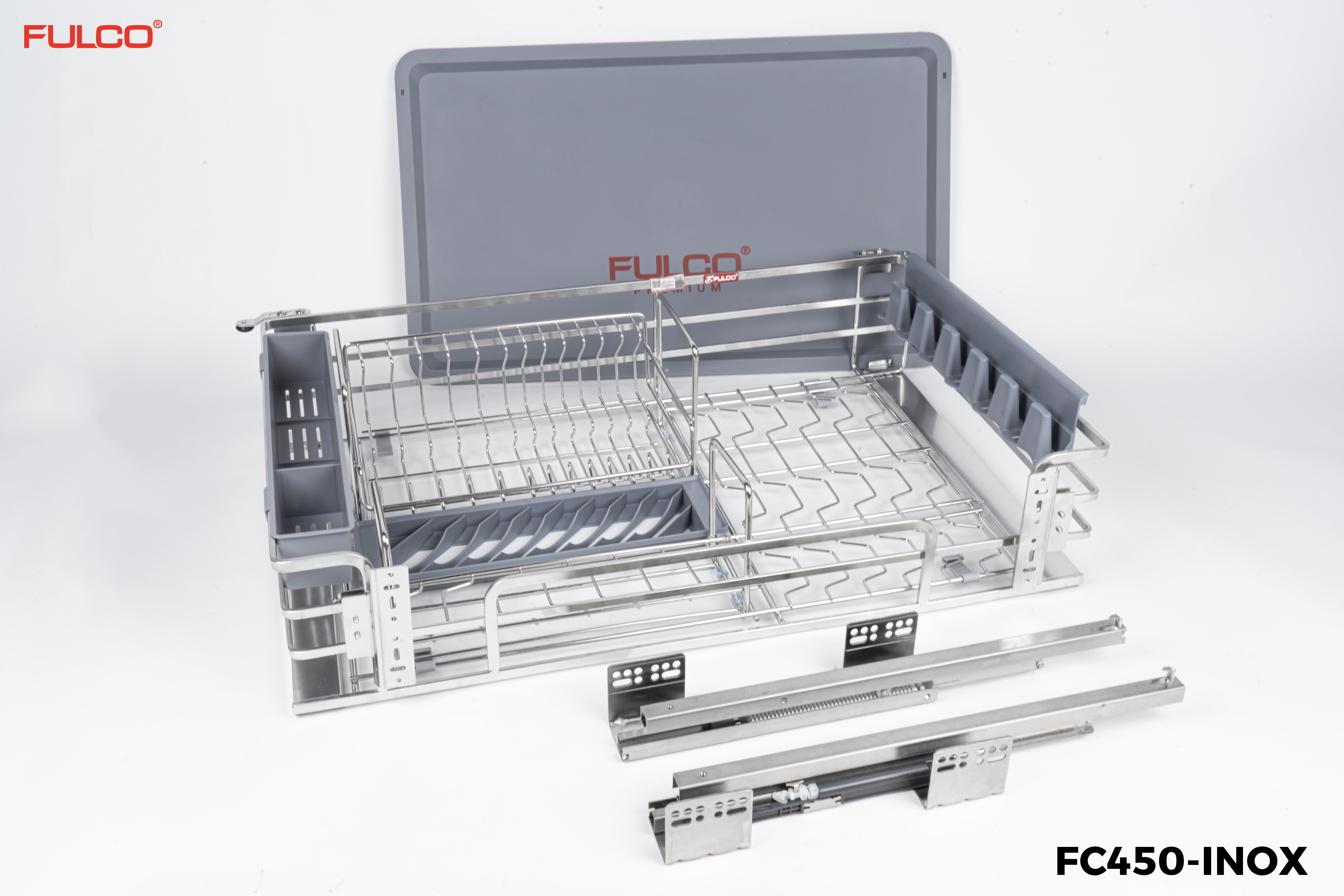 FC450 INOX | RAY ÂM GIẢM CHẤN INOX DÀNH CHO GIÁ XOONG NỒI, BÁT ĐĨA, TỦ DƯỚI