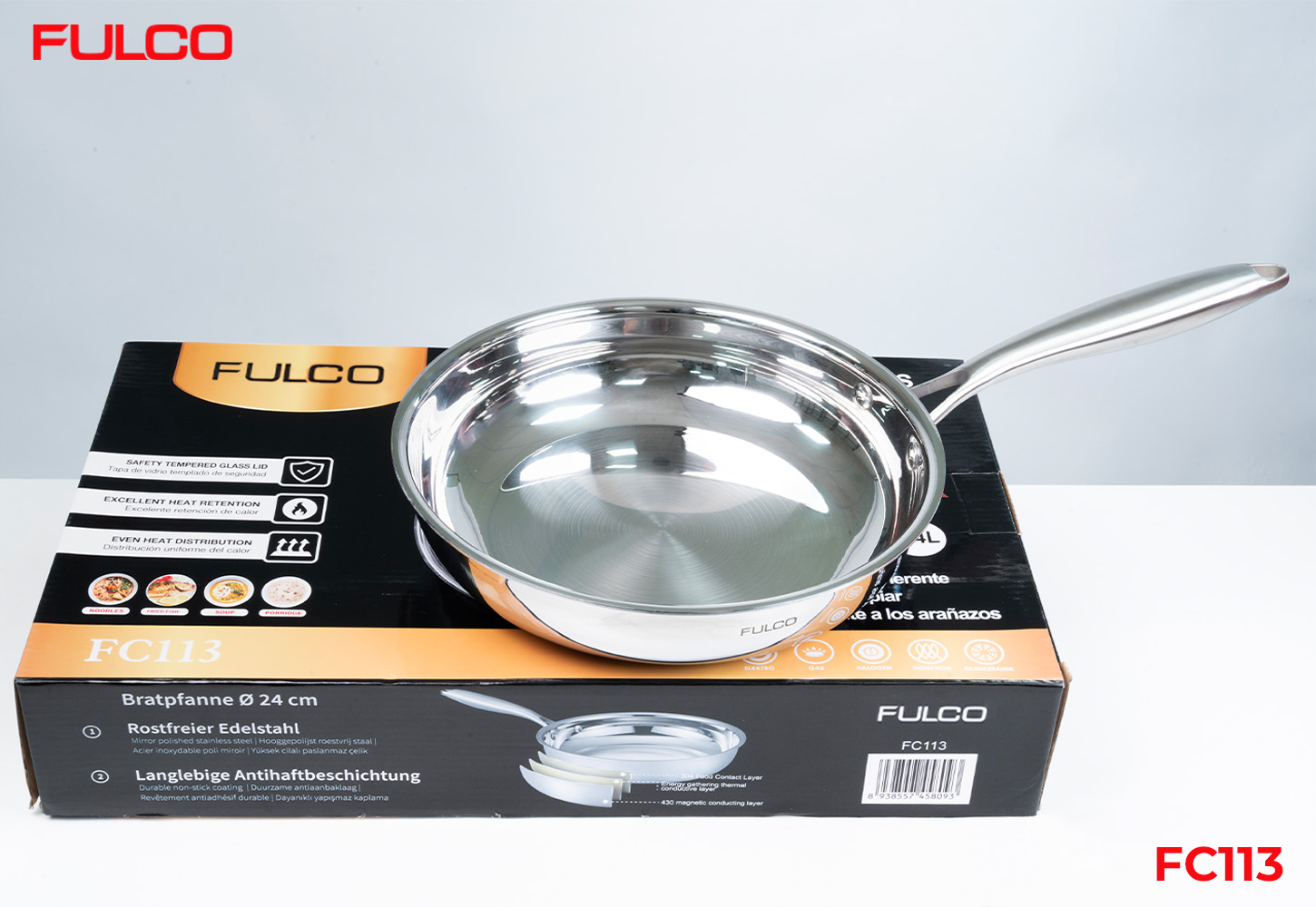 FC113 | CHẢO INOX 304 LIỀN KHỐI 3 LỚP CAO CẤP