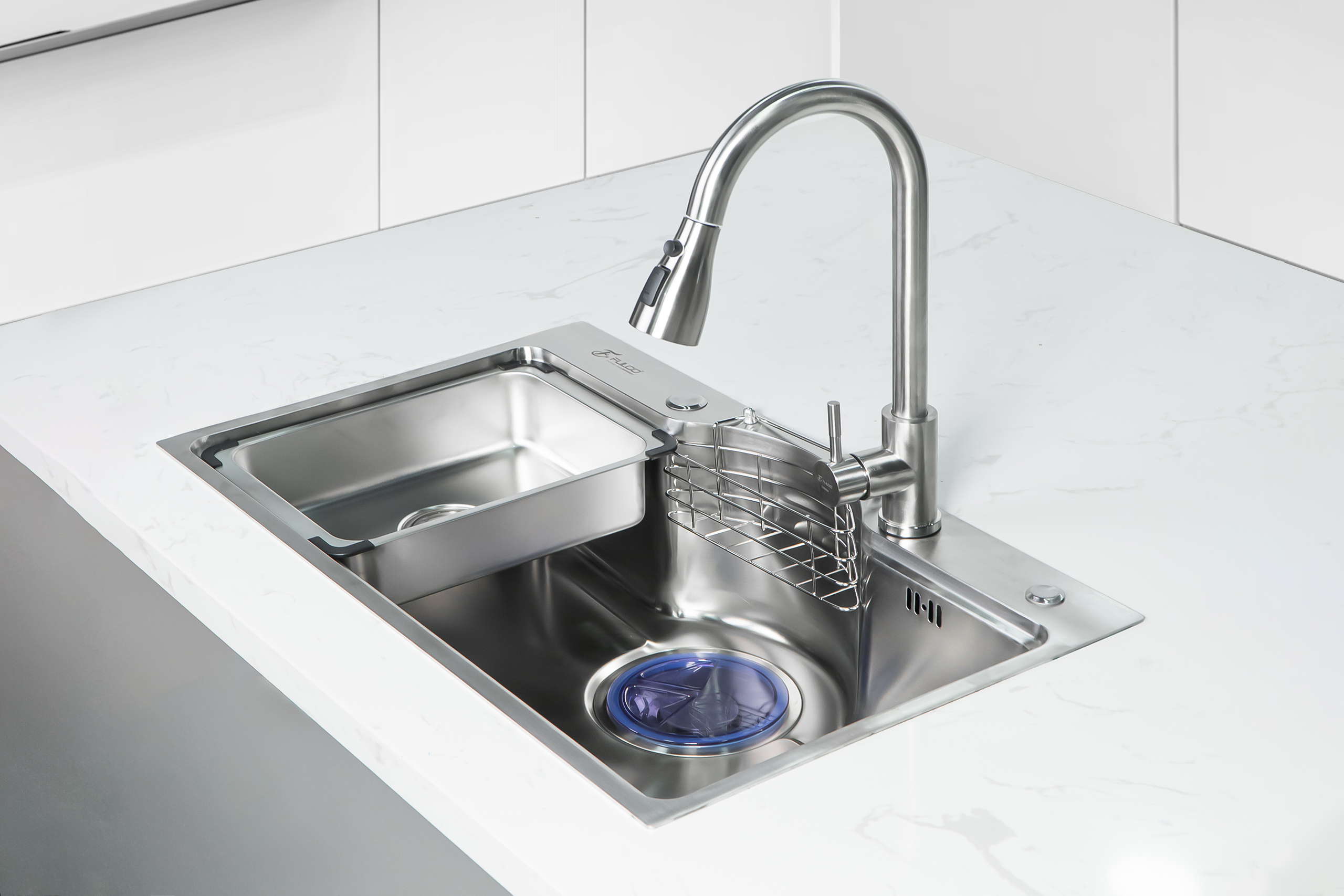 FC-D7546 | BỘ CHẬU VÒI RỬA1 HỐ INOX304 XƯỚC MỜ CAO CẤP