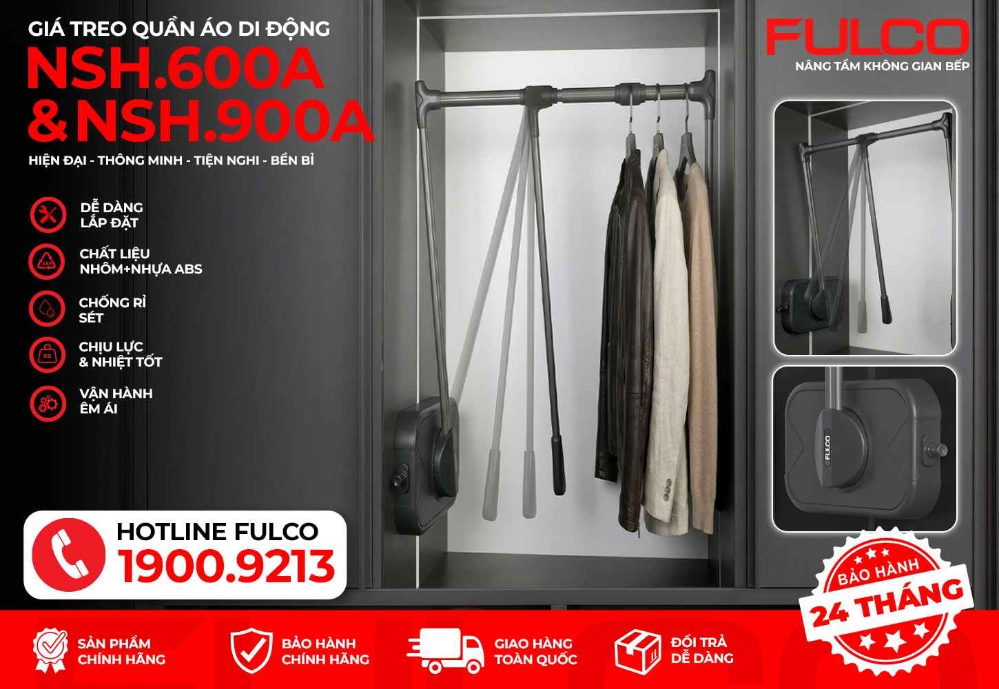 NSH.600A; NSH.900A | GIÁ TREO QUẦN ÁO DI ĐỘNG CAO CẤP