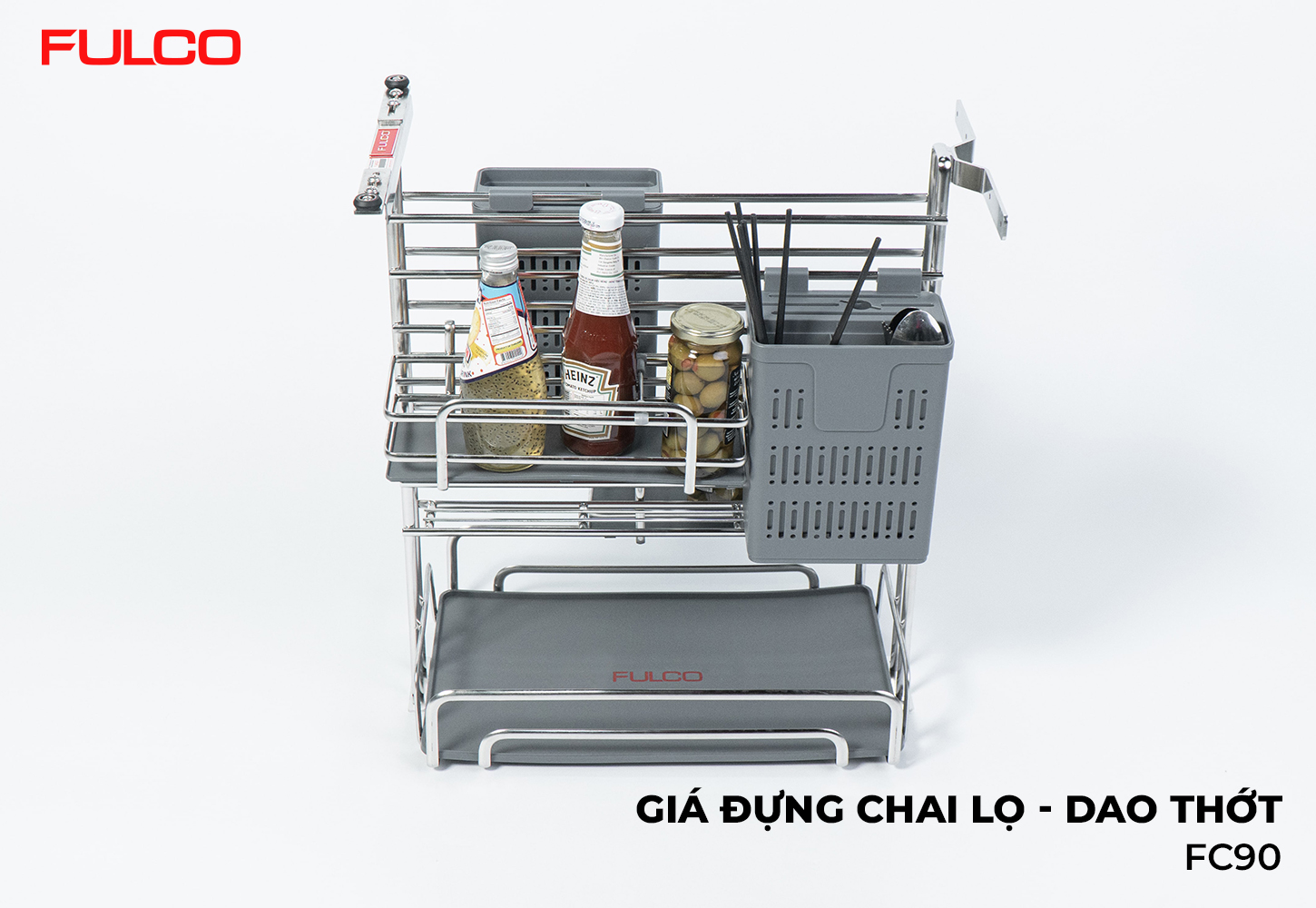 FC90 | GIÁ ĐỰNG CHAI LỌ - DAO THỚT NAN OVAL INOX 304