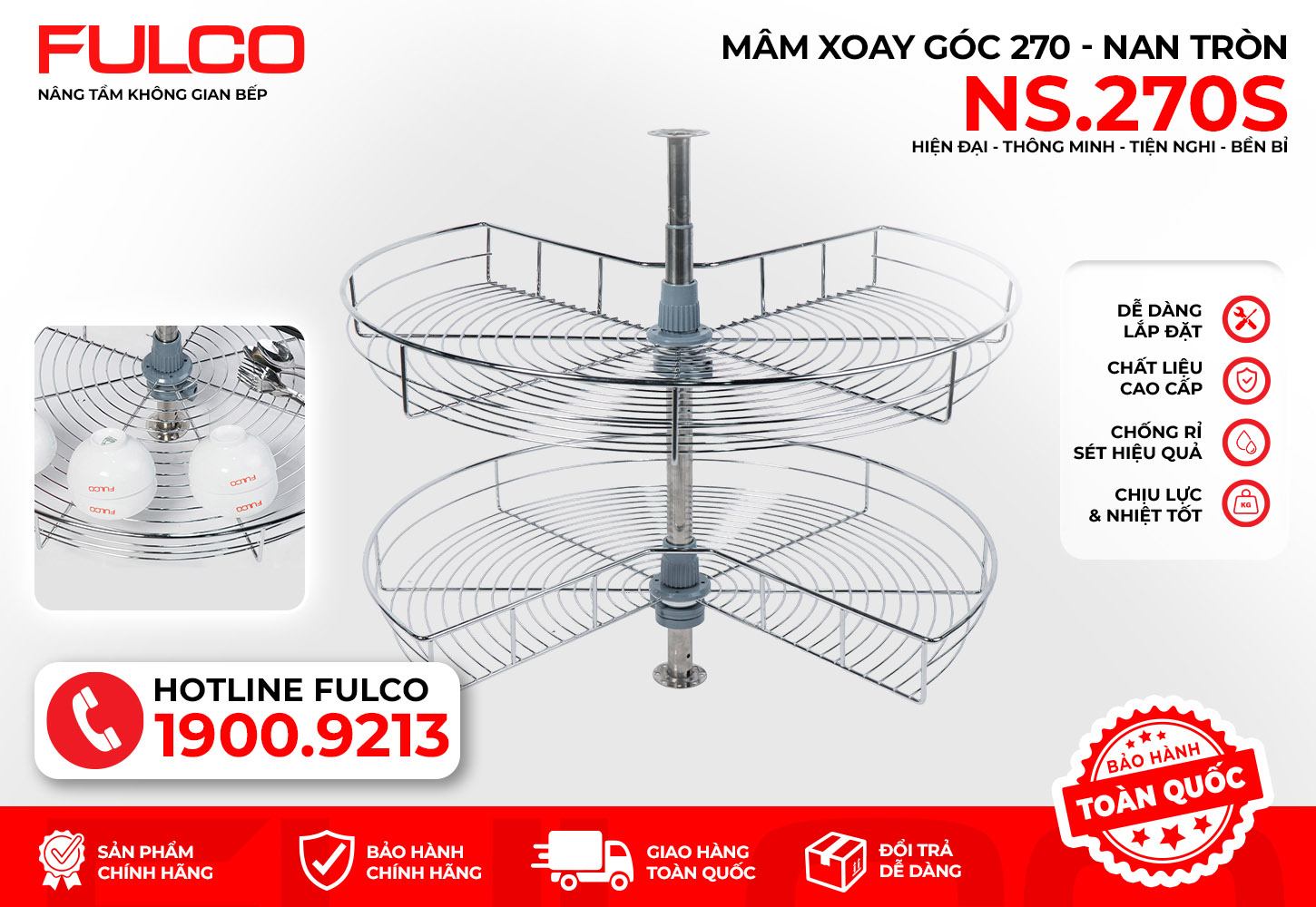 NS.270S | MÂM XOAY TỦ BẾP 270 ĐỘ