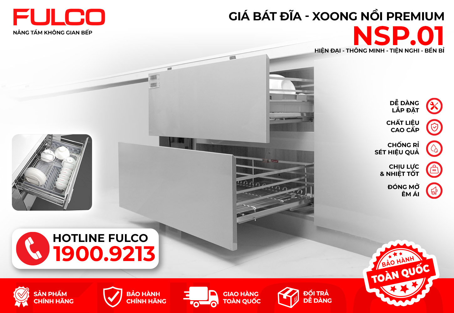 NSP.01 | GIÁ BÁT ĐĨA - XOONG NỒI TỦ DƯỚI PREMIUM