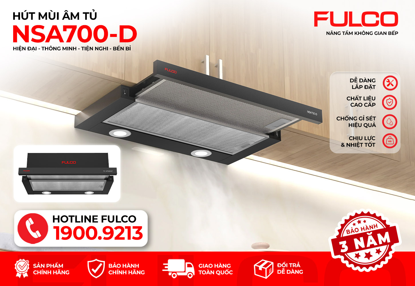 NSA700-D | HÚT MÙI FULCO ÂM TỦ GỌN GÀNG