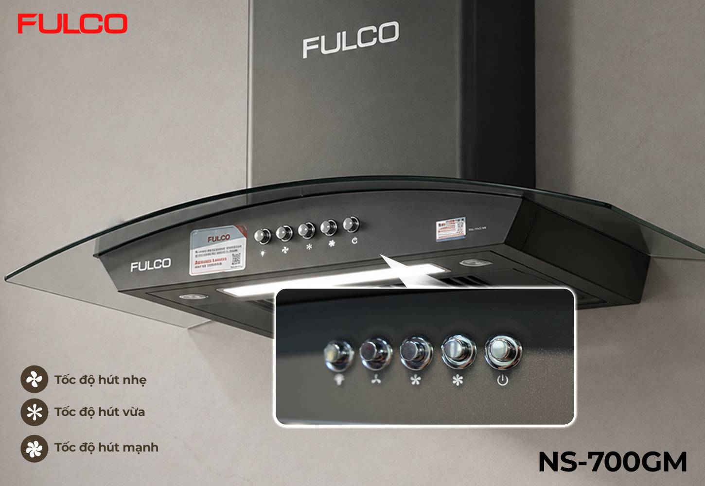 NS-700GM | HÚT MÙI KÍNH CONG PHÍM CƠ