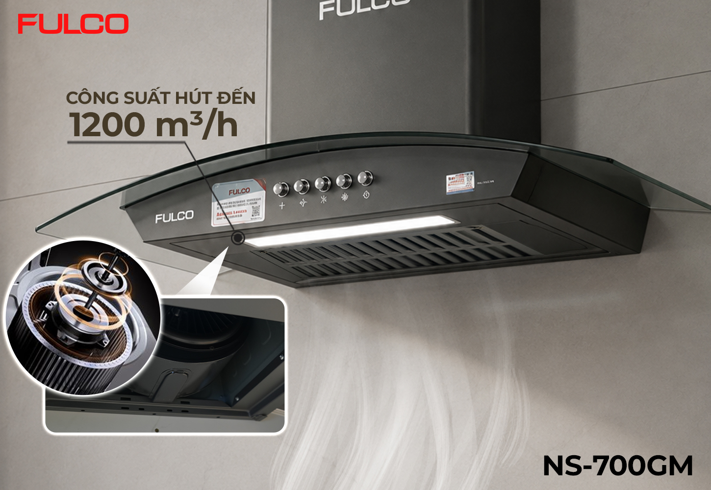 NS-700GM | HÚT MÙI KÍNH CONG PHÍM CƠ